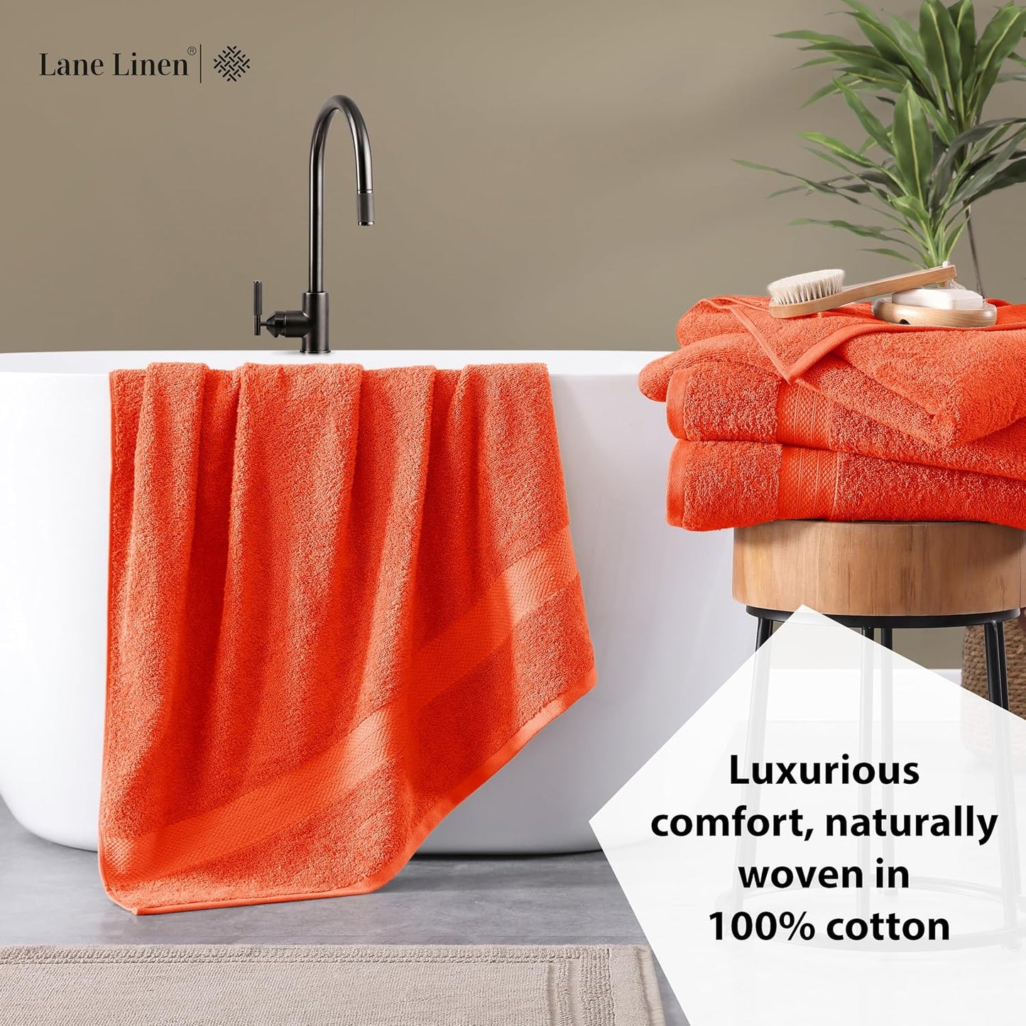 LANE LINEN 100% Cotton 4 Pack Bath Towels (28"x54") - Ring Spun Mercerized Cotton Towels Set for Bathroom - Quick Dry, Soft & Absorbent Large Bath Towel Set - Used for Salon, Spa & Hotel - Tiger Lily