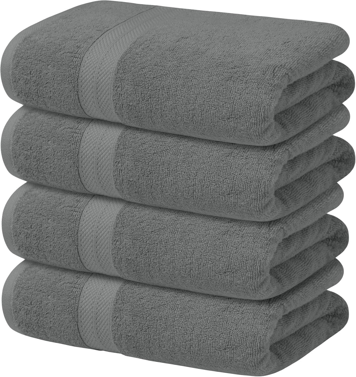 Avalon Towels Grey Bath Towels Set of 4 pcs (27x54 inches), 100% Cotton Towel Absorbent and Quick Dry Grey Towels for Bathroom, Super Soft and Perfect for Daily Use