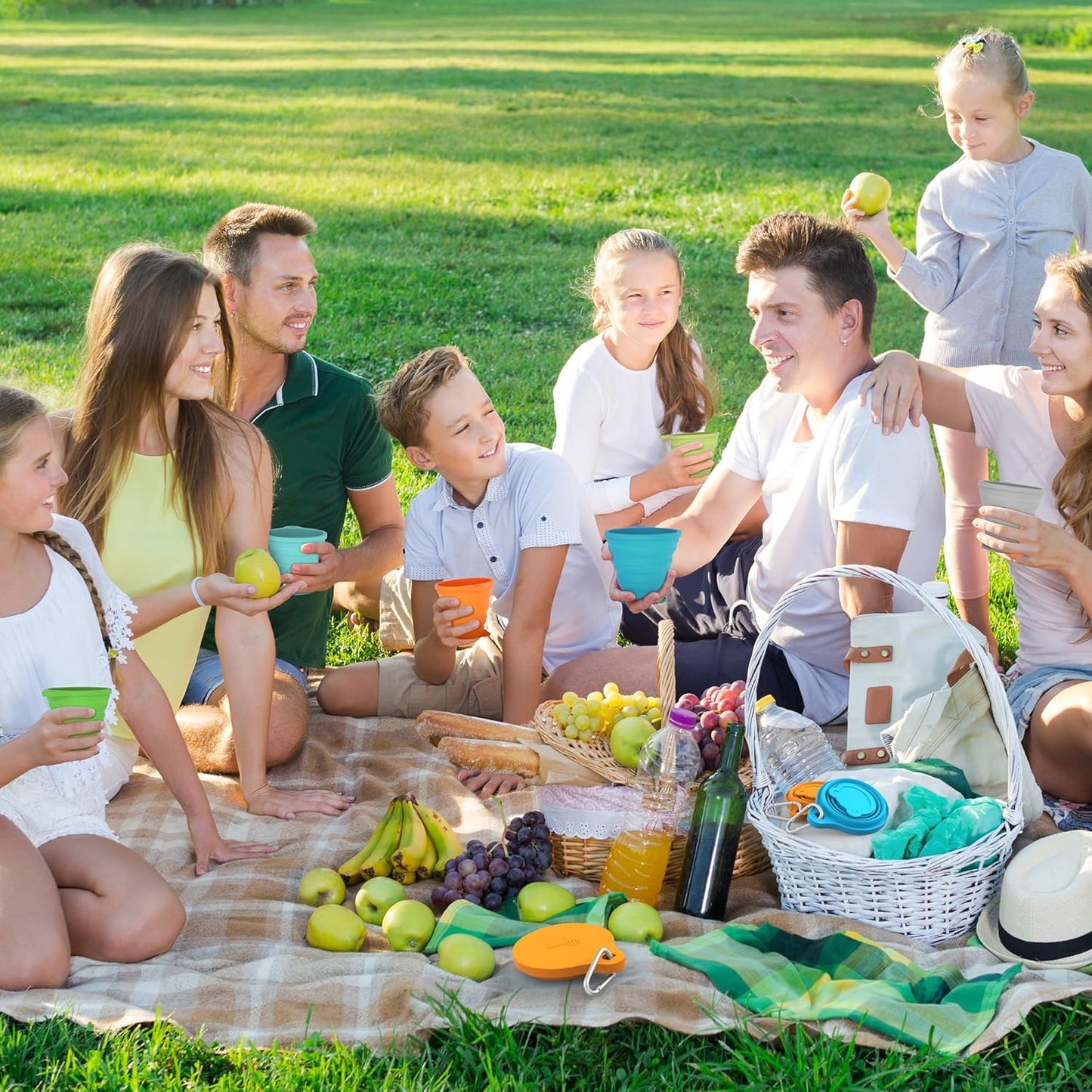 IYYI Collapsible Cup for Traveling, Silicone Foldable Cup, Camping Mug with Lid, Folding Mug for Camping, Hiking, Outdoors, Travel (Dusty-Sage-Carbon-Navy)