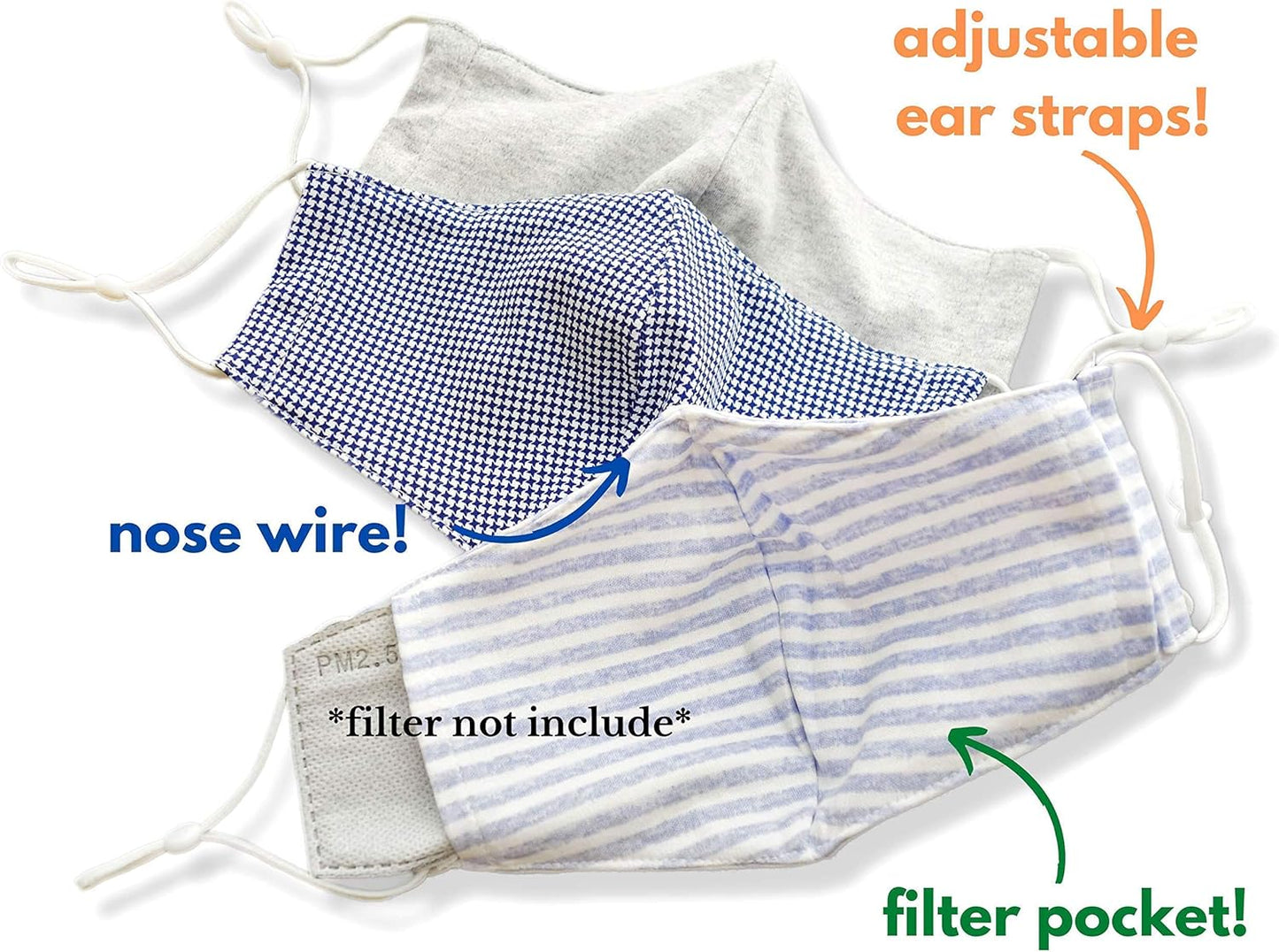 HOPE LOVE SHINE Face Mask Adjustable Filter Pocket Reusable Breathable Washable Cloth Mask Face Masks for Women Men - 4 Pack