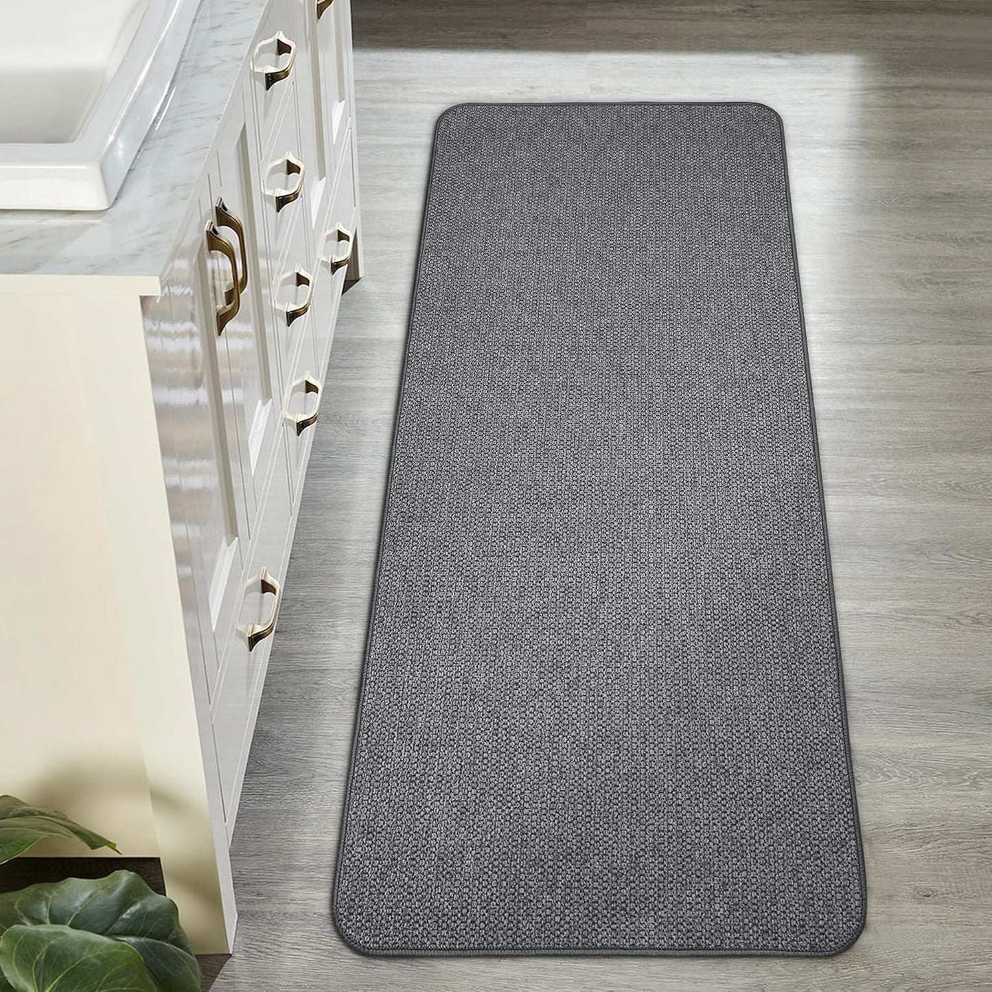 Bath Mat,Ultra Thin Bathroom Runner Rugs,Large Bath Mats for Bathroom,Quick Dry,Non-Slip,Machine Washable,Low Pile,Bath Rug,Shower Outside,Sink,Home Decor Accessories.Dark Grey,1'5"x4'11"（17x59inch）