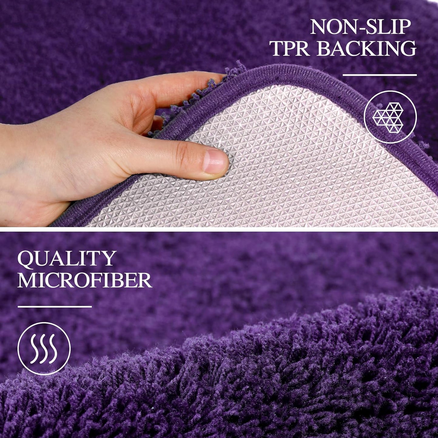 Walensee Large Bathroom Rug (24 x 60, Dark Purple) Extra Soft and Absorbent Shaggy Bath Mat Machine Washable Microfiber Non Slip Luxury Floor Mat