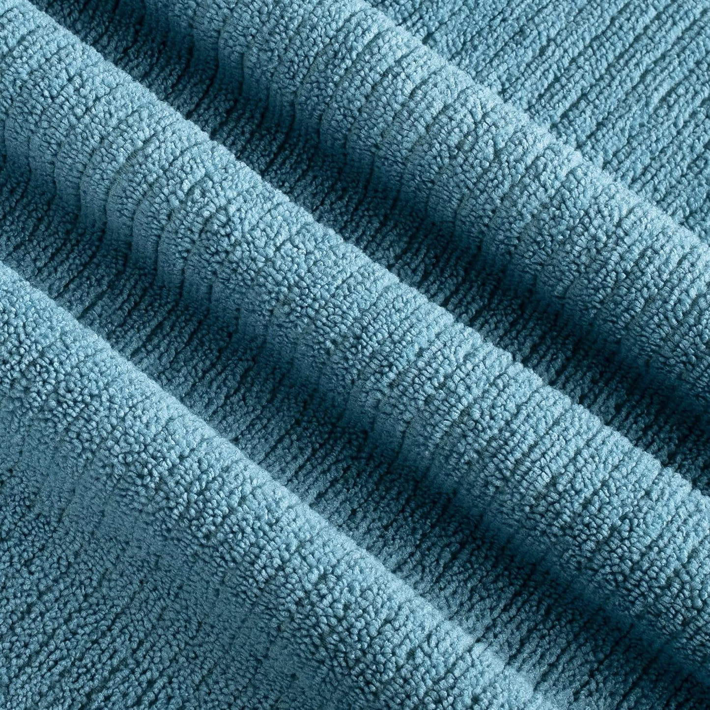 POLYTE Premium Microfiber All-Purpose Ribbed Terry Kitchen Towel, 12 Pack (Blue, Gray, Teal, 16x28 in)