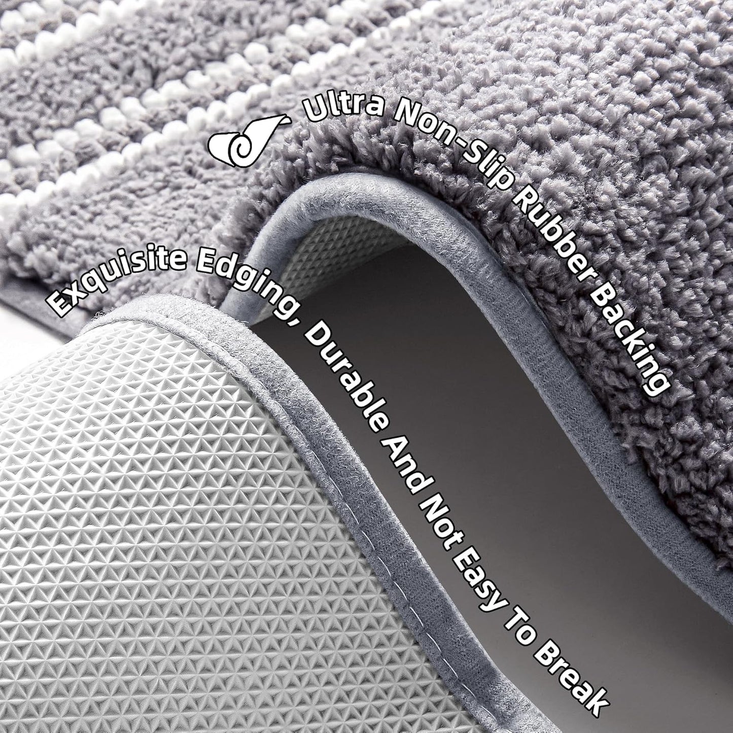 Bathroom Rugs 24x36 Extra Soft Absorbent Bath Mat Chenille Non Slip Shower Mat Rubber Backing Machine Washable Bath Mats for Bathroom Shaggy Grey Bath Rugs for Tub, Hallway