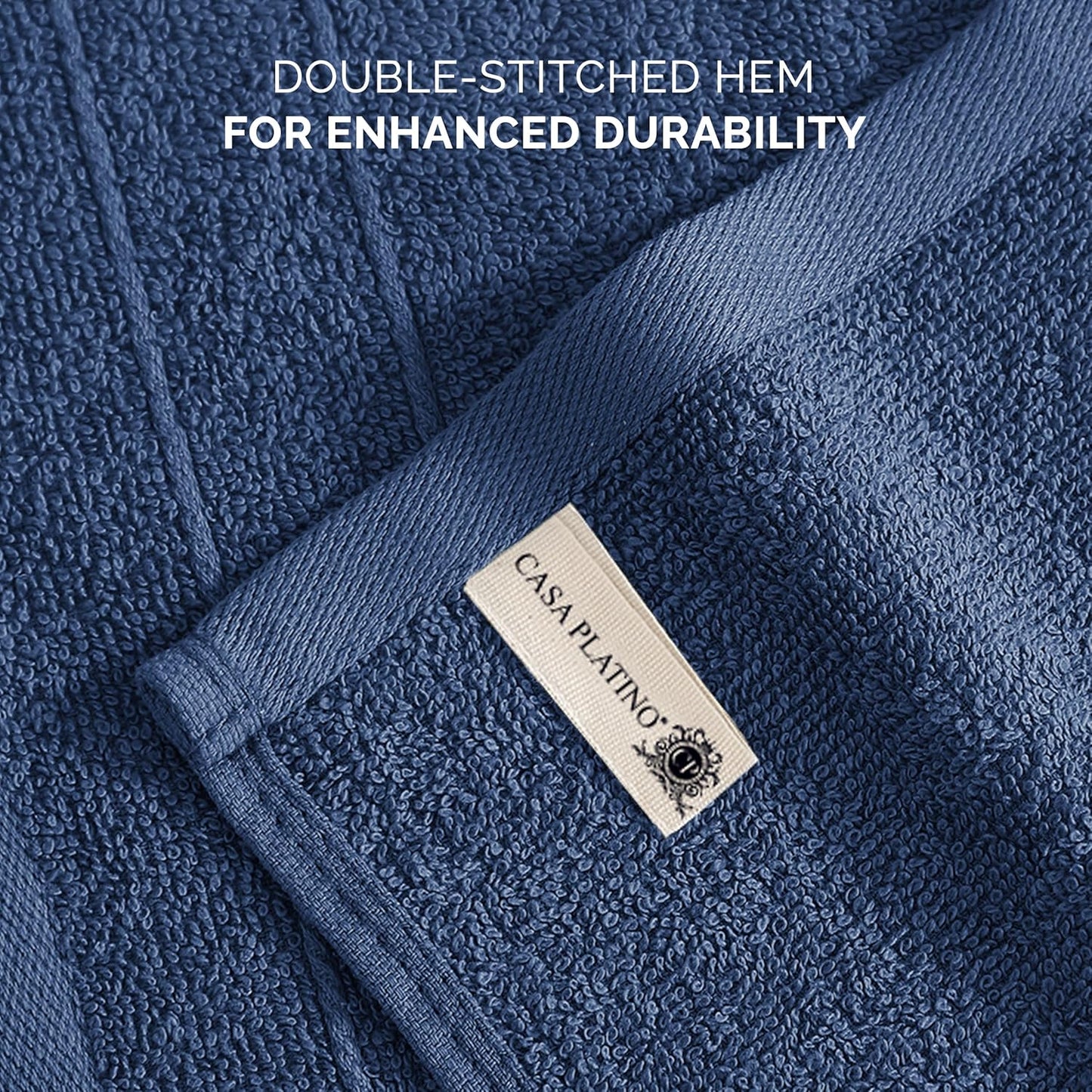 Casa Platino Washcloths Pack of 12 - Spa & Salon Quality - 100% Ring Spun Cotton Face Cloths - Soft & Ultra Absorbent Wash Cloth Set for Body, Beauty, Home, Gym - Fingertip Towels - 13"x13", Navy Blue