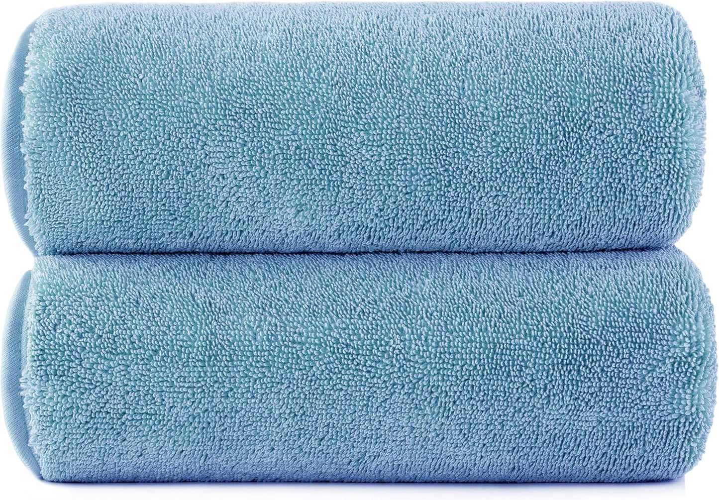 POLYTE Ring Spun Microfiber Oversize Quick Dry Lint Free Bath Towel, 60 x 30 in, Pack of 2 (Blue)