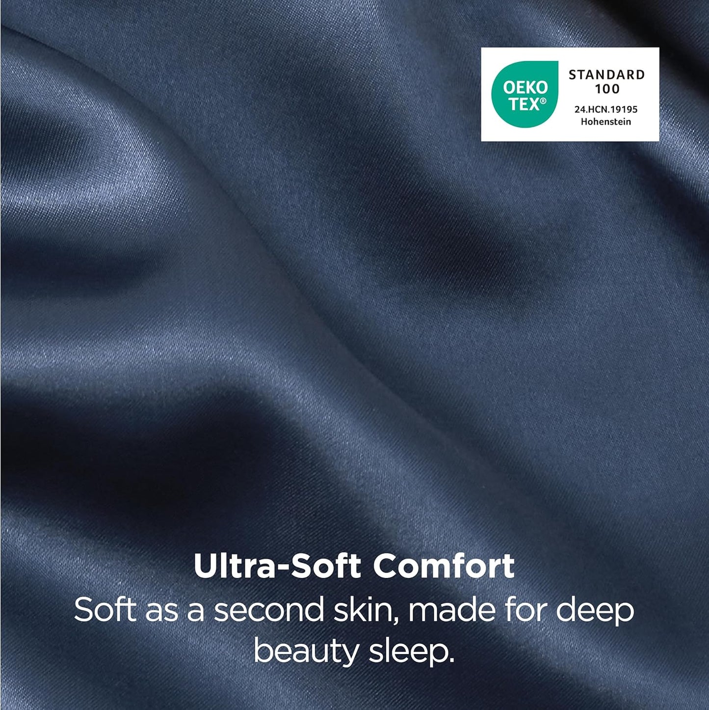 Bedsure Satin Pillowcase 2 Pack Similar to Silk Pillow Cases Standard Size, Pillow Case for Sleeping Women with Envelope Closure, Gifts for Women Men, Mood Indigo, 20x26 Inches