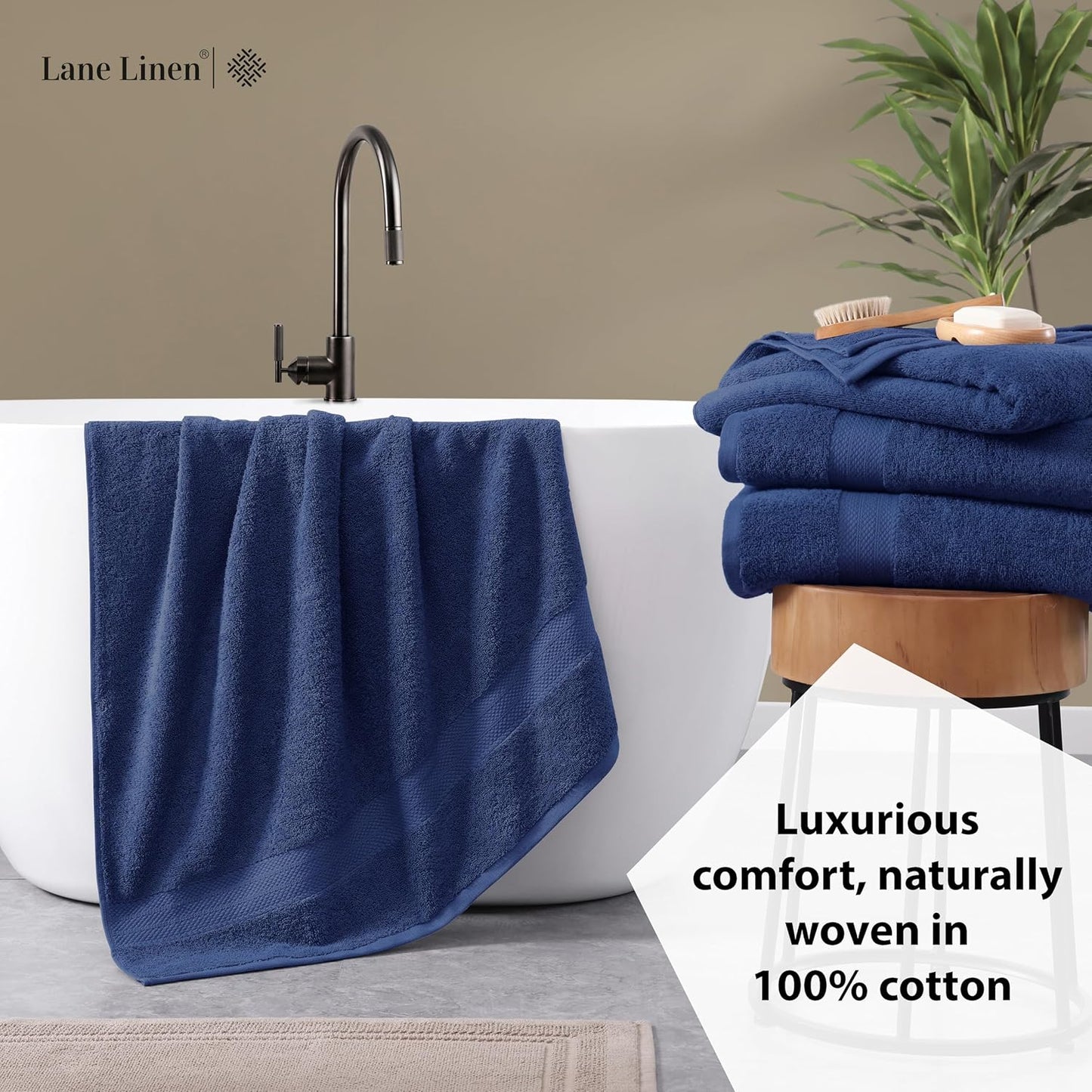 LANE LINEN 100% Cotton Bath Sheets Set of 2 (35"x66") - Ring Spun Cotton Extra Large Bath Towels Set - Quick Dry, Soft & Absorbent Oversized Towel Sets - Holds Well After Multiple Washes - Navy Blue