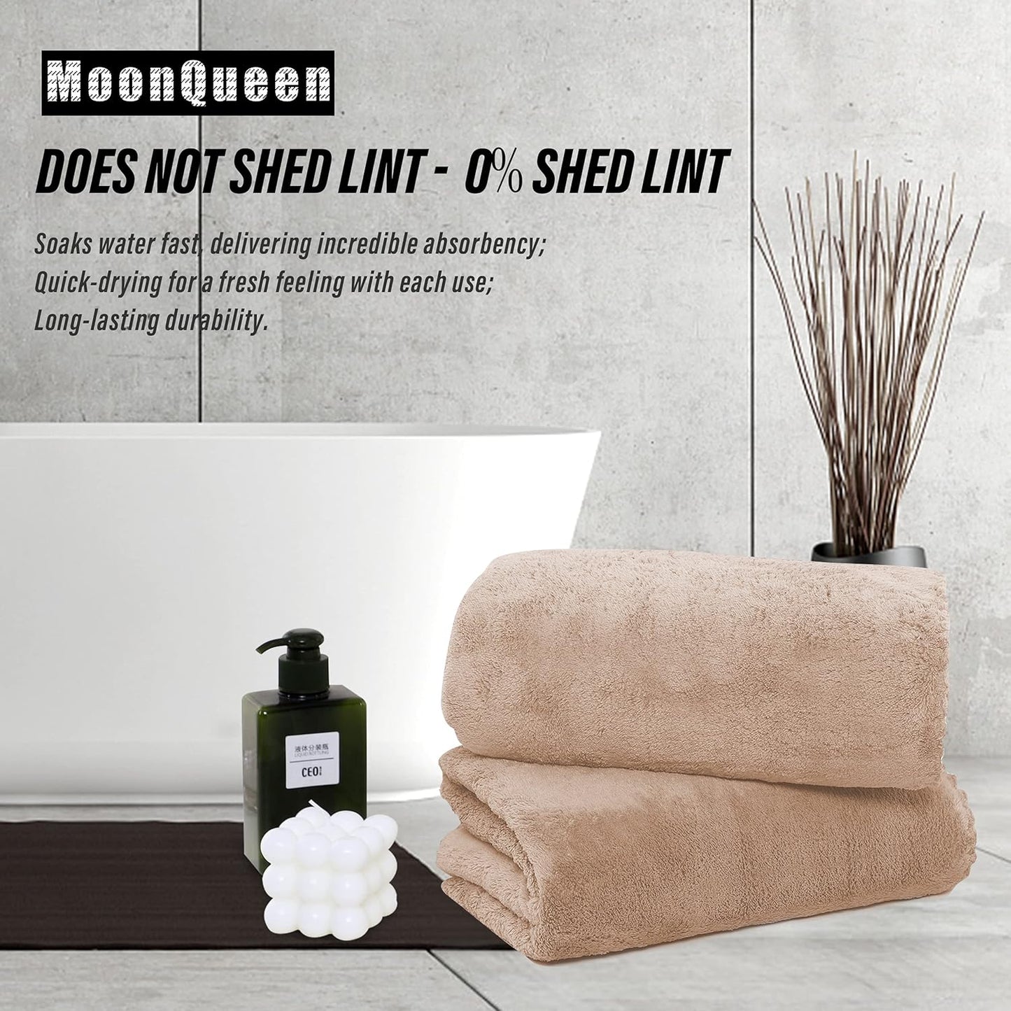 MOONQUEEN 2 Pack Premium Bath Towel Set - Quick Drying - Microfiber Coral Velvet Highly Absorbent Towels - Multipurpose Use as Bath Fitness, Bathroom, Shower, Sports, Yoga Towel (Brown)