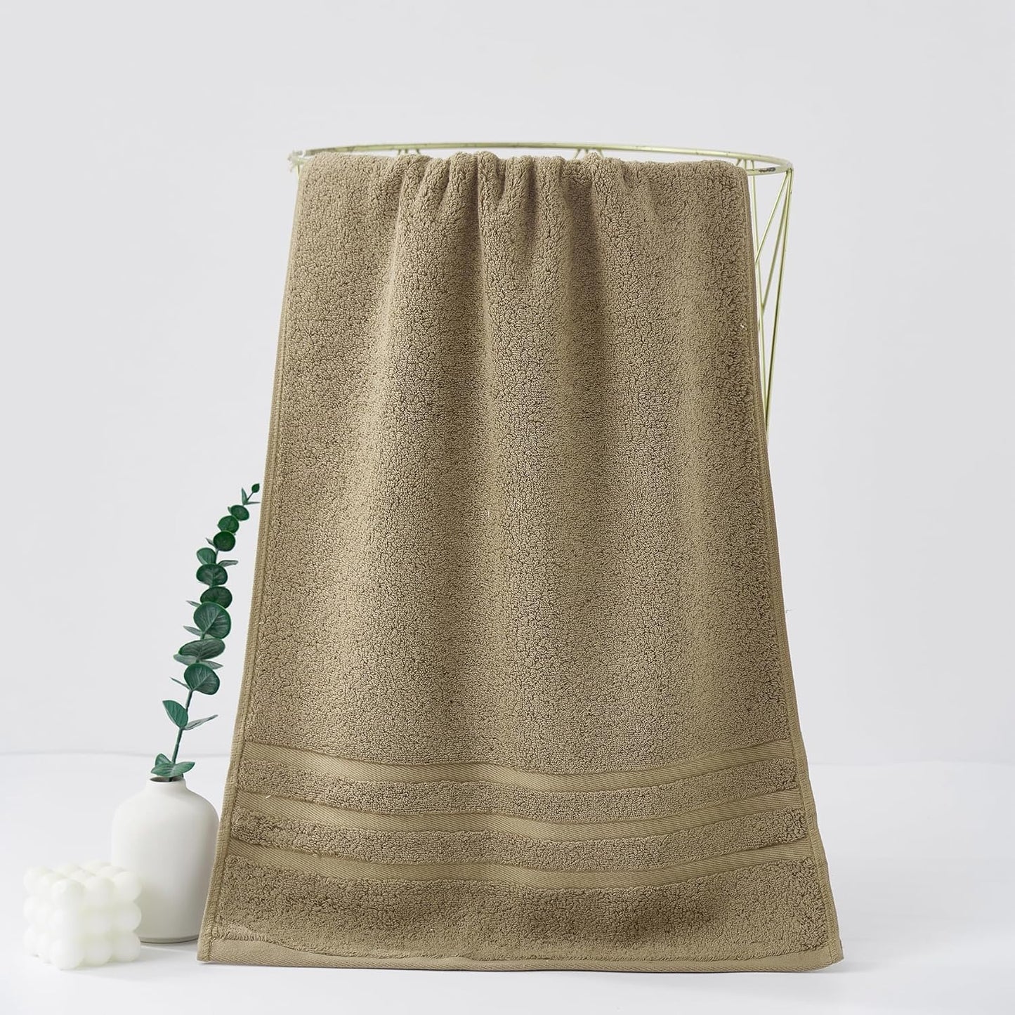 kimteny 100 Persent Cotton Premium Hand Towels Set of 2, (16 x 32 inches) 600GSM Cotton Thick Towel, Ultra Soft and Highly Absorbent Towels for Bathroom Gym Shower Hotel Spa (Brown)