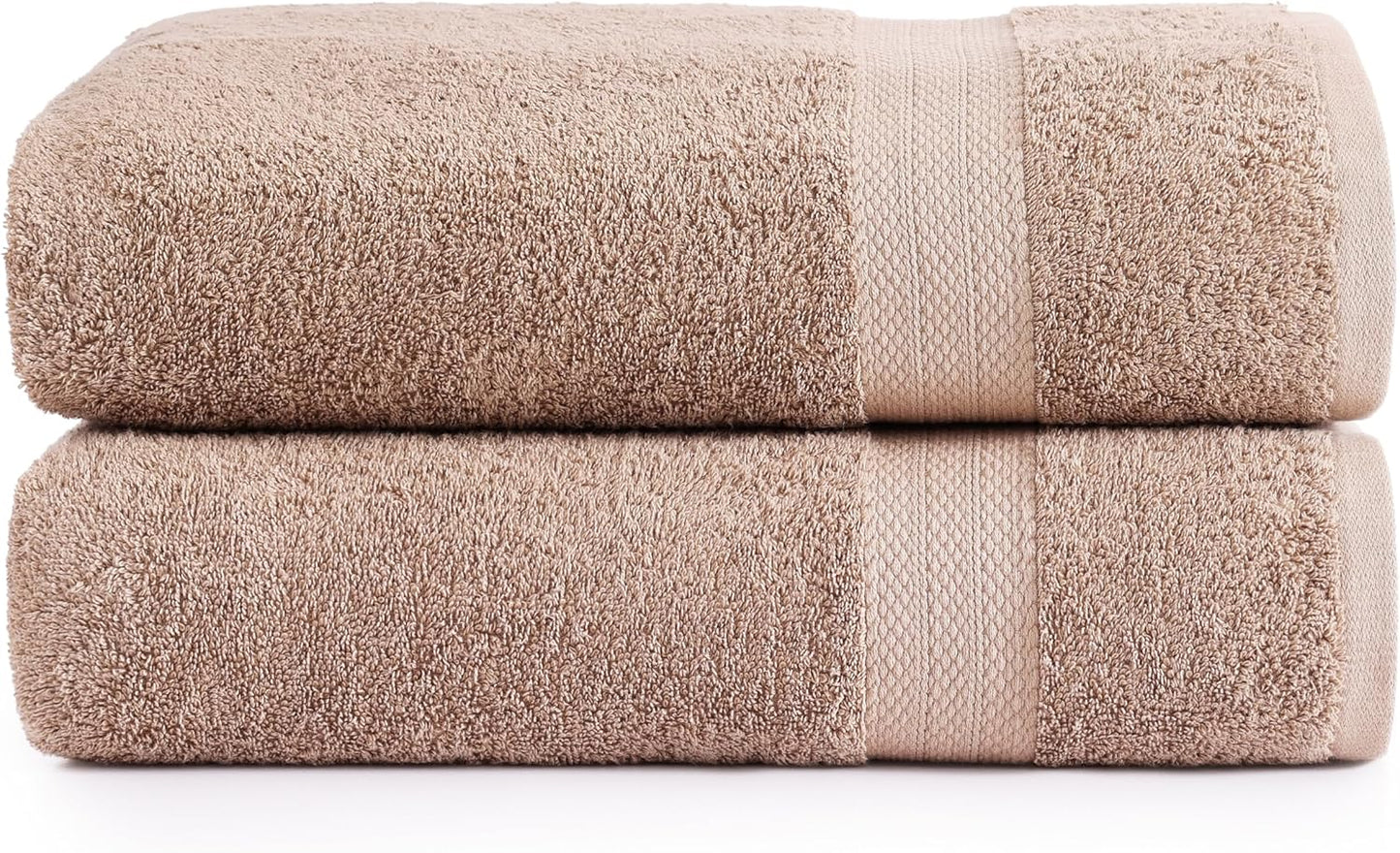 LANE LINEN 100% Cotton Bath Sheets Set of 2 (35"x66") - Ring Spun Cotton Extra Large Bath Towel Sets - Quick Dry, Soft & Absorbent Oversized Luxury Bathroom Towels Set- Sustainabaly Produced - Taupe