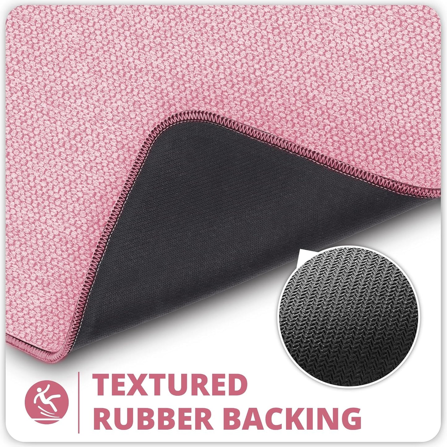 Bath Mat,Ultra Thin Bathroom Runner Rugs,Large Bath Mats for Bathroom,Quick Dry,Non-Slip,Machine Washable,Low Pile,Bath Rug,Shower Outside,Sink,Home Decor Accessories.Pink,1'9"x3'11"（21x47inch）
