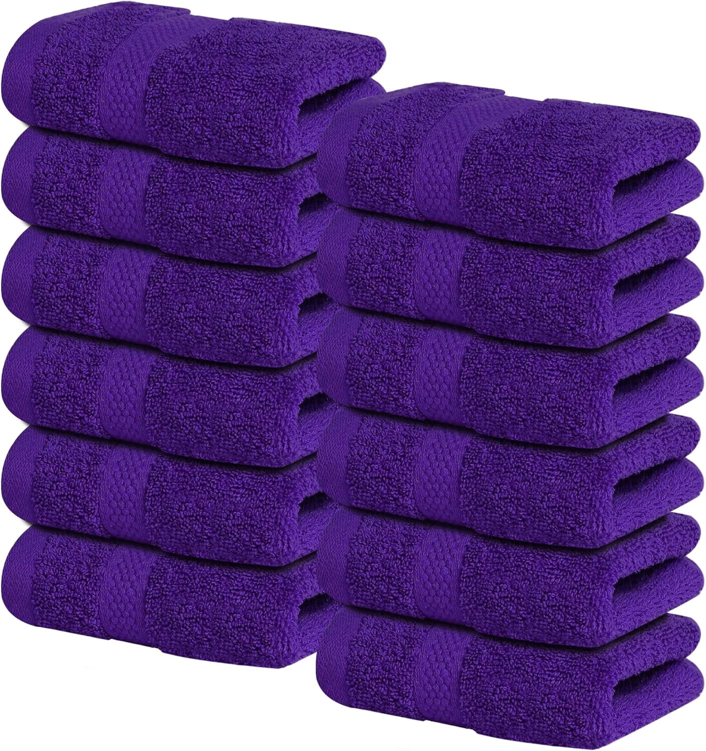 Infinitee Xclusives Luxury Wash Cloths for Showering [13x13] – 100% Cotton Washcloths [Pack of 12], Soft and Absorbent Face Towels for Bathroom Wash Clothes, Gym, and Spa (Profound Purple)