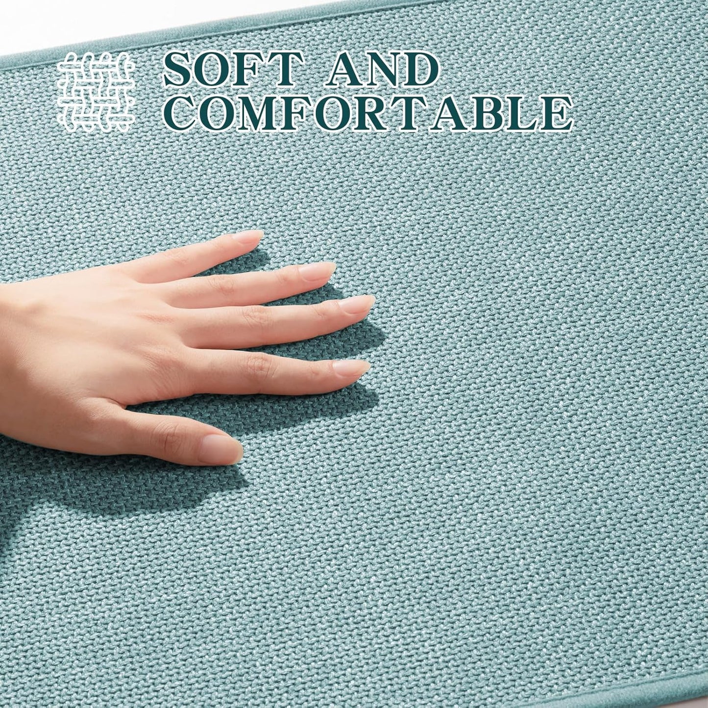 chakme Bathroom Rugs Mat 47x25, Navy Blue, Ultra Thin Non Slip Bath Mat, Large Quick Dry Absorbent Bath Mat for Bathroom Floor