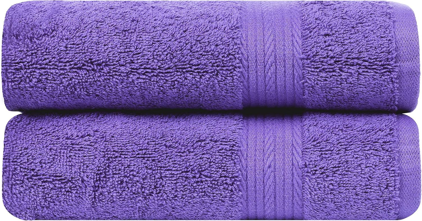 Ample Decor Hand Towel 18 X 28 Inch 600 GSM 100% Cotton, Premium Soft Absorbent - 2 Pcs Purple