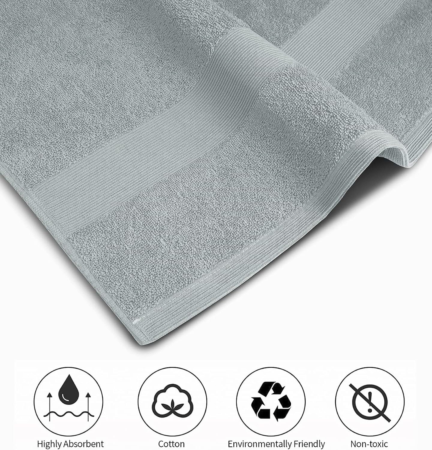 Softolle Luxury Bath Towels Set of 4 (27” x 54”) | Towels for Bathroom | Super Soft | Highly Absorbent Towels for Home, Spa, Gym (Silver Grey)