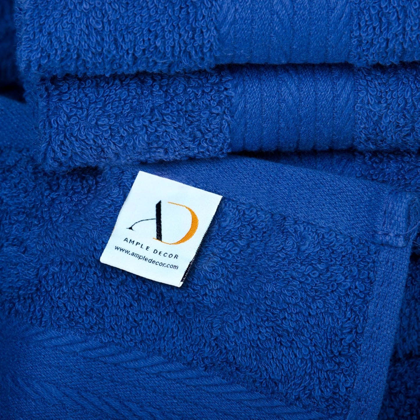 Ample Decor Hand Towels for Bathroom 18 X 28 Inch 600 GSM 100% Cotton, Soft Absorbent - Set of 52 - Navy Blue