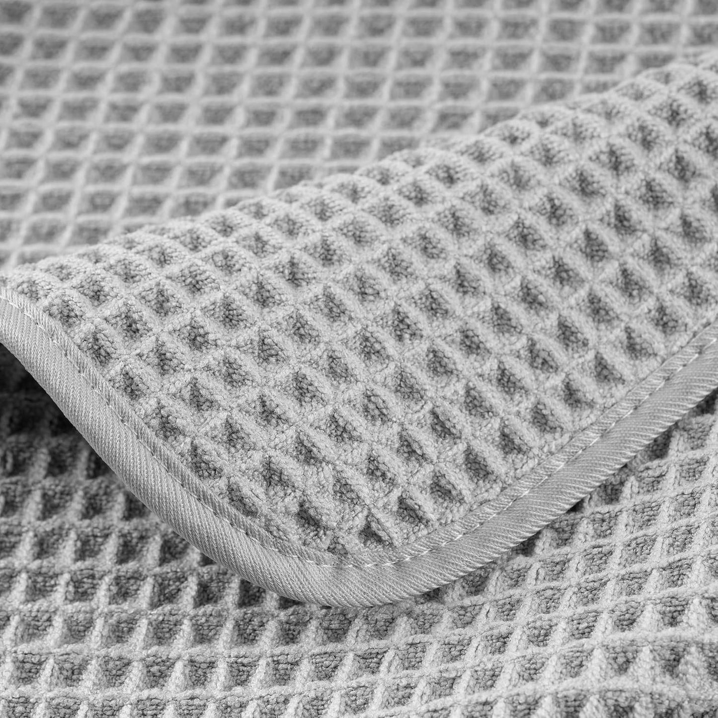 POLYTE Microfiber Oversize Quick Dry Lint Free Bath Towel, 60 x 30 in, 4 Pack (Waffle Weave)