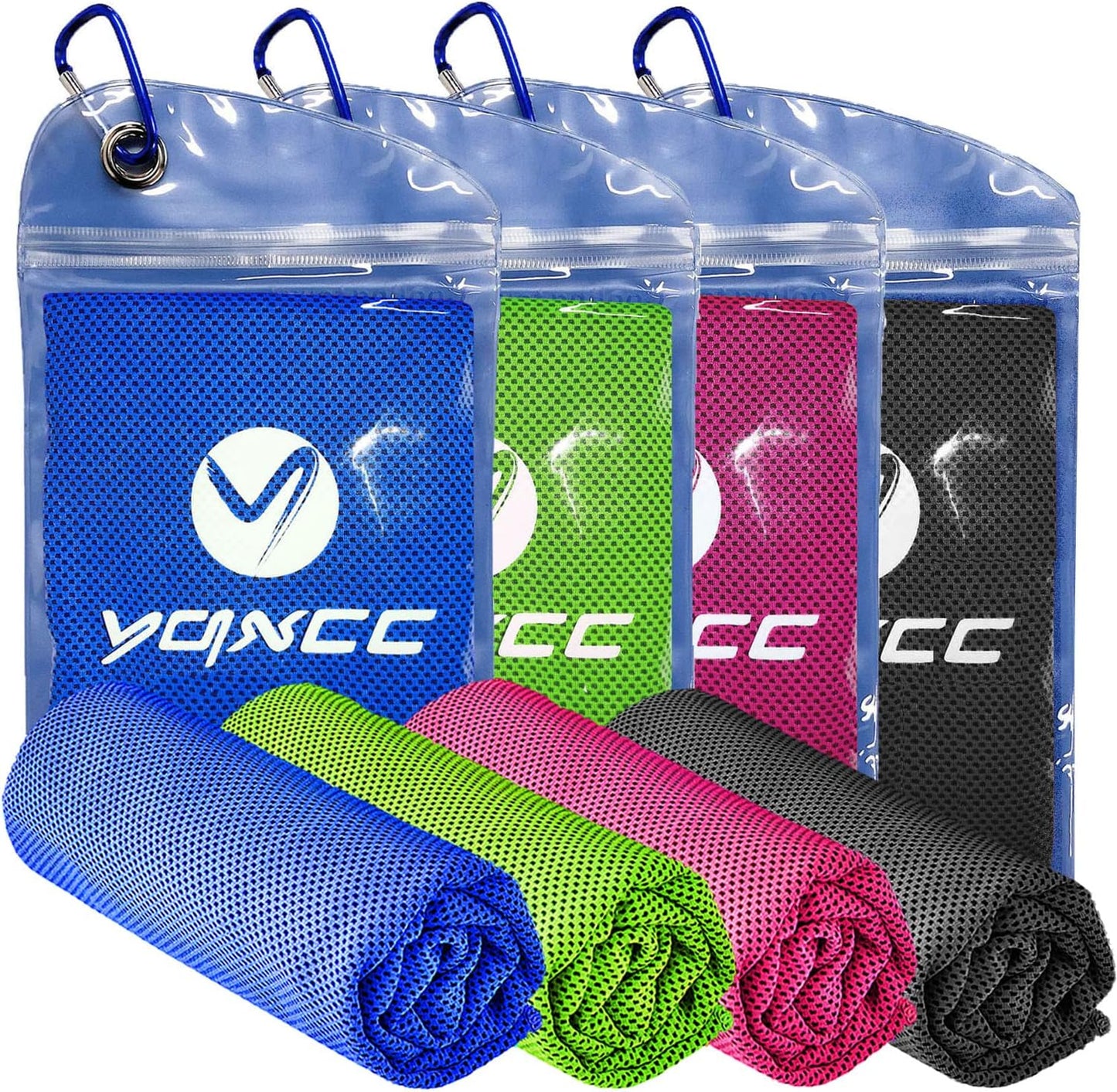 YQXCC Cooling Towels | 4 Pack 47"x12" | Ice Cool for Neck | Microfiber Soft Breathable Chilly | for Yoga, Sports, Golf, Gym, Camping, Running, Fitness, Workout & More Activities