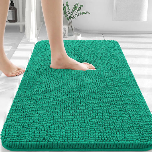 OLANLY Bathroom Rugs 36x24, Extra Soft Absorbent Chenille Bath Rugs, Rubber Backing Quick Dry, Machine Washable Bath Mats for Bathroom Floor, Tub and Shower, Home Decor Accessories, Emerald