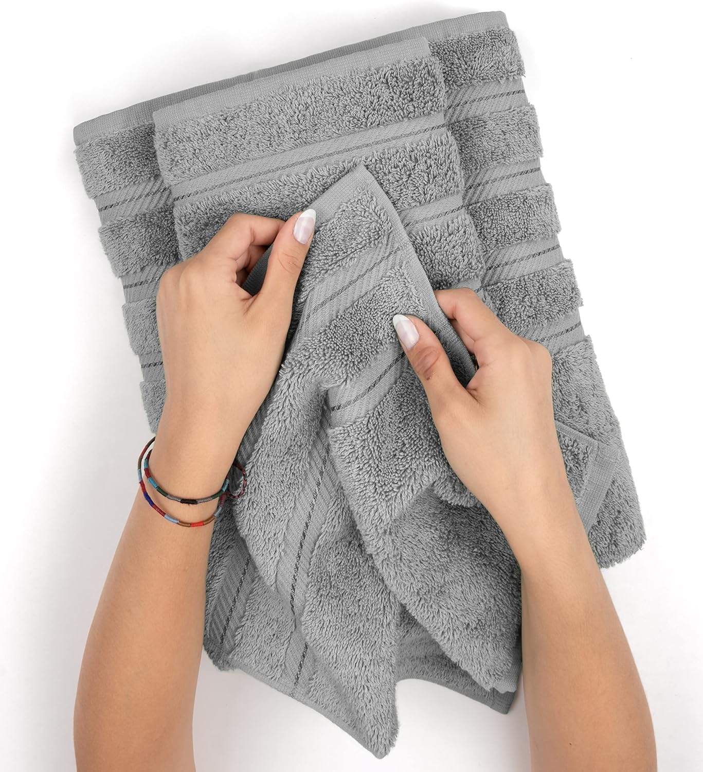 American Soft Linen Luxury 4 Piece Bath Towel Set, 600 GSM 100% Cotton Turkish Bath Towels for Bathroom, 27x54 in Large Bathroom Shower Towels, Light Grey