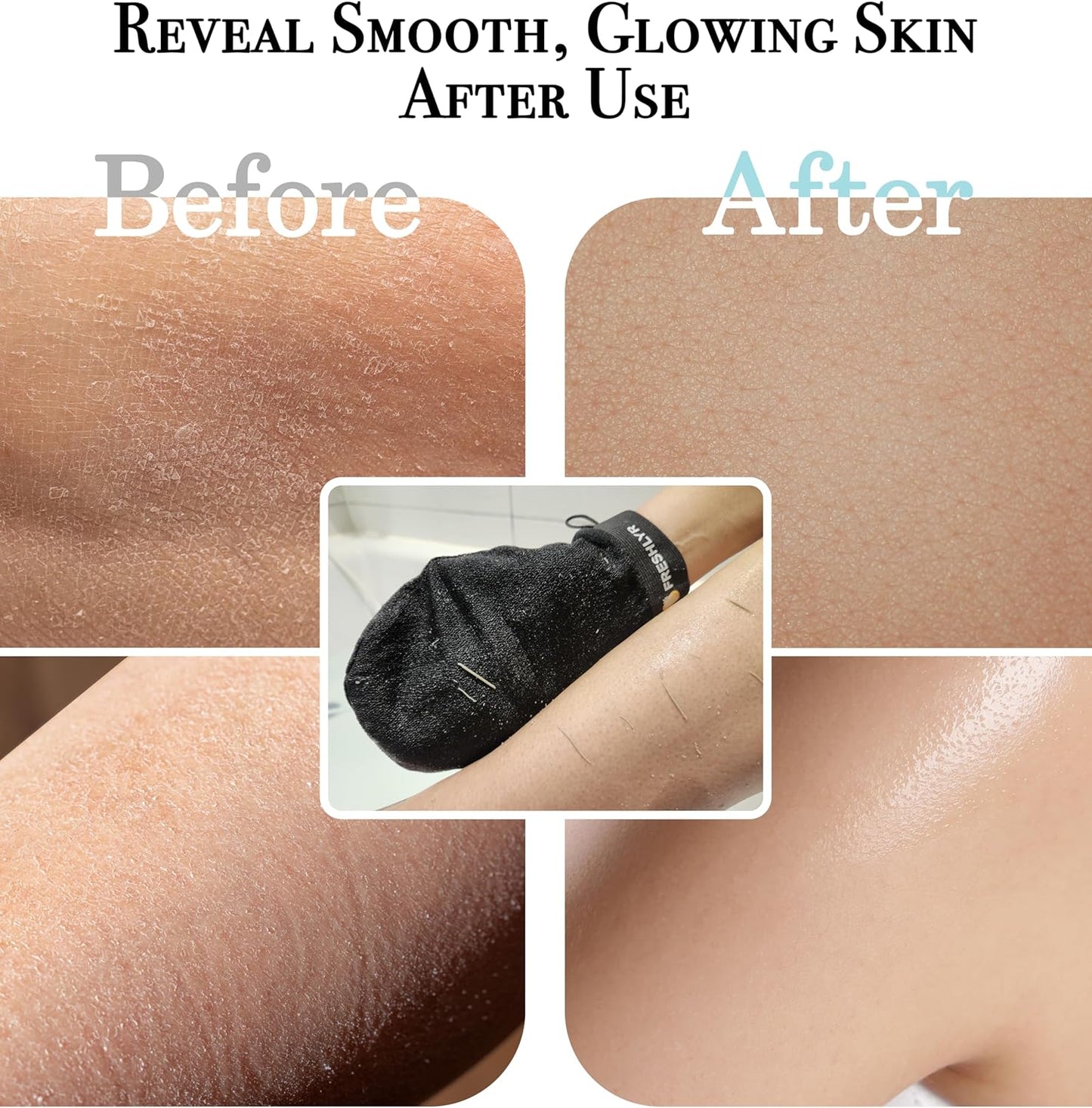 Exfoliating Gloves (3 Pcs) – Korean Body Scrubber Mitt for Shower & Bath, Deep Cleansing & Dead Skin Remover, Multi-Texture Exfoliator for Smooth & Glowing Skin