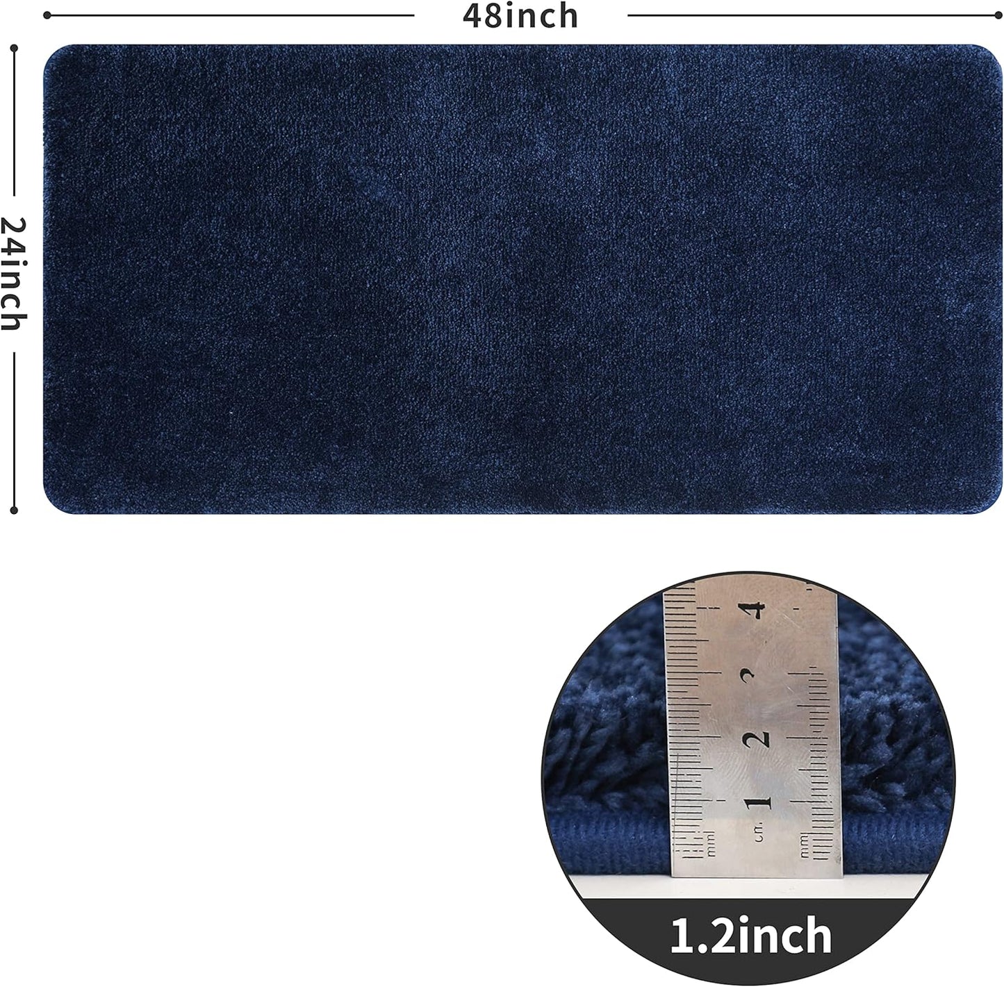 COSY HOMEER Bath Rugs for Bathroom Extra Thick- Anti-Slip Bath Mats Soft Plush Yarn Shaggy 100% Strong Mirco Polyeste Mat Living Room Bedroom Mat Floor Water Absorbent(Navy,24x48 - Inches)