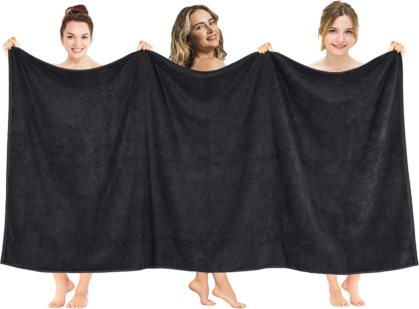 American Soft Linen Oversized Bath Sheet 40x80 Extra Large for Bathroom, 600 GSM 100% Cotton Turkish Jumbo Bathsheet Towels for Adults, Black Bath Sheet