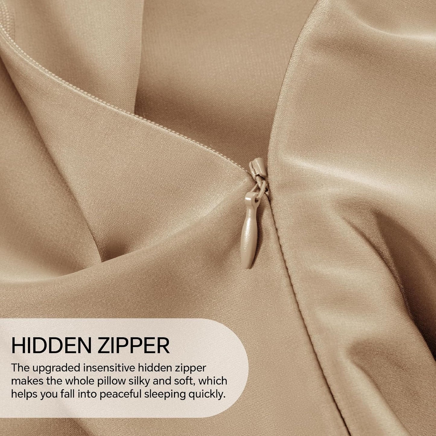 INFIIXSO Mulberry Silk Pillowcase for Hair and Skin, Silk Pillow Cases King Size with Hidden Zipper 20x40 Inches, Super Smooth and Soft Cooling Pillow Cases for Hot Sleepers(Champagne, 1 Pack)