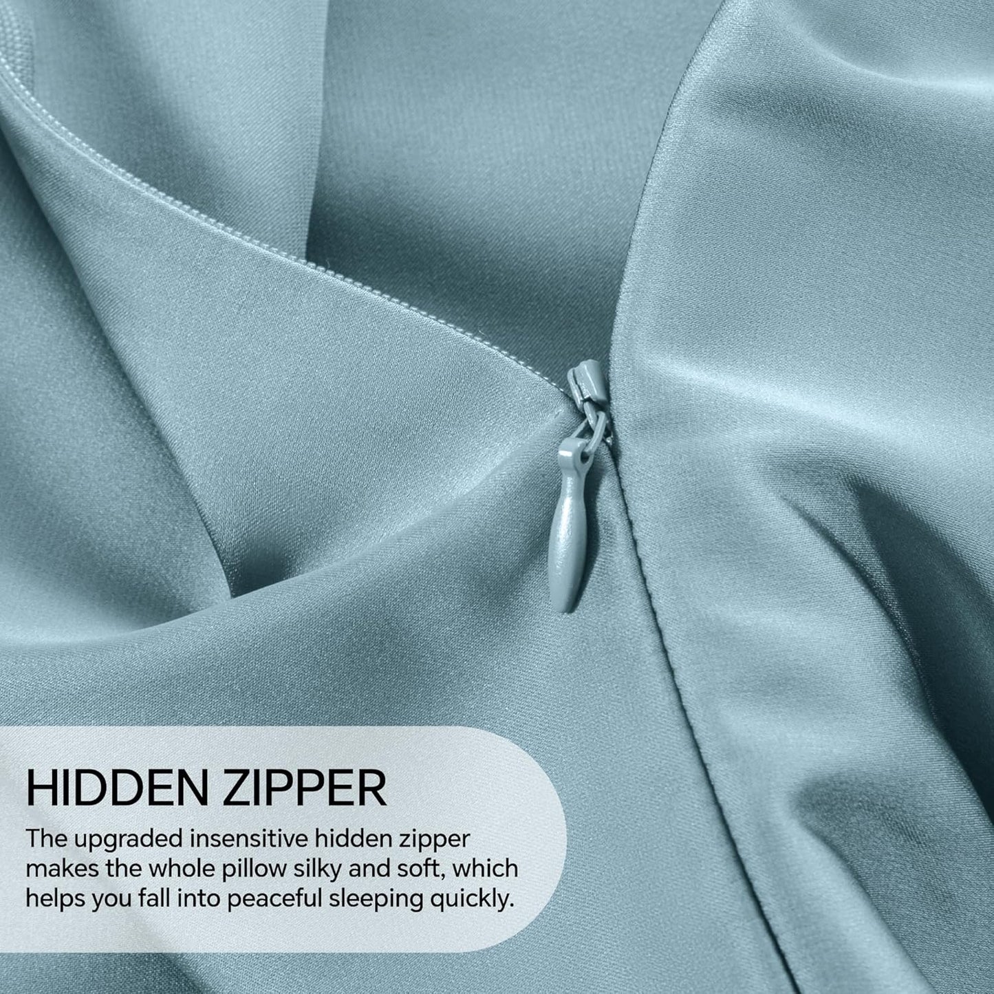 INFIIXSO Mulberry Silk Pillow Case for Hair and Skin, Silk Satin Pillowcase Standard Size with Hidden Zipper 20"x26", Extraordinary Smooth and Soft Cooling Pillow Cases for Hot Sleepers, Airy Blue