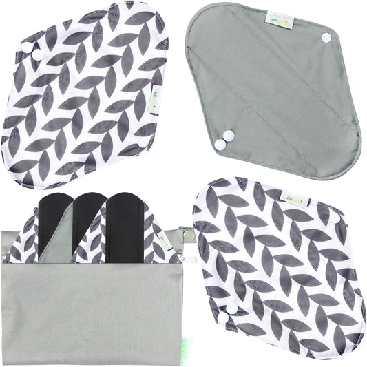 wegreeco Reusable Menstrual Pads - Reusable Sanitary Pads | Reusable Panty Liners | Soft Cloth Menstrual Pads - 6 Pack with 1 Cloth Mini Wet Bag (Medium, Luxury)