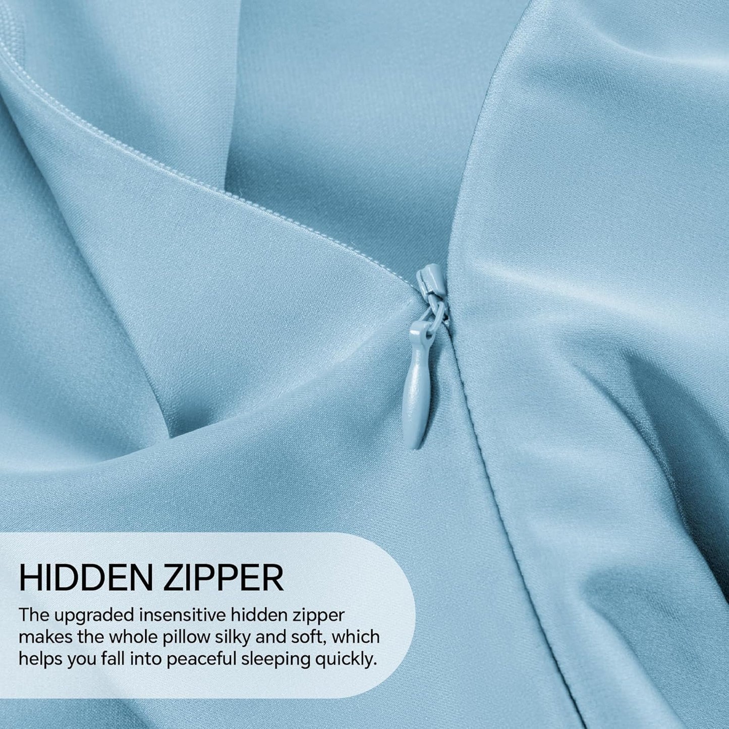 INFIIXSO Mulberry Silk Pillowcase for Hair and Skin, Silk Pillow Cases Queen Size Set of 2 with Hidden Zipper 20x30 Inches, Smooth and Soft Cooling Pillow Cases for Hot Sleepers(Light Blue, 2 Pack)