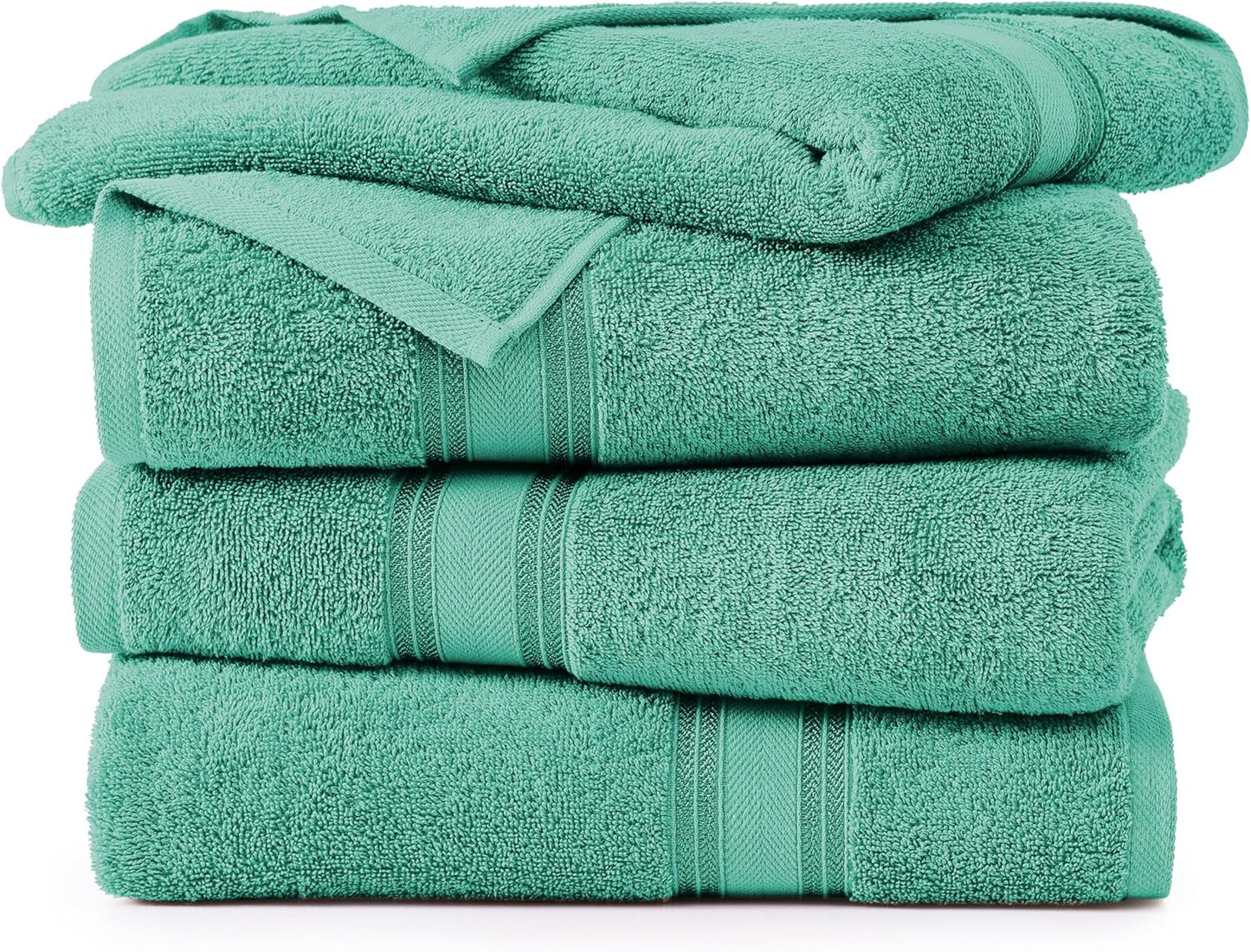 LANE LINEN 100% Cotton Bath Towels 4 Pack (30"x60") - Zero Twist, Mercerized Cotton Large Towel Set for Bathroom - Quick Dry, Soft & Absorbent Bath Towel Sets - Oeko Tex Certified, Pre Shrunk- Teal