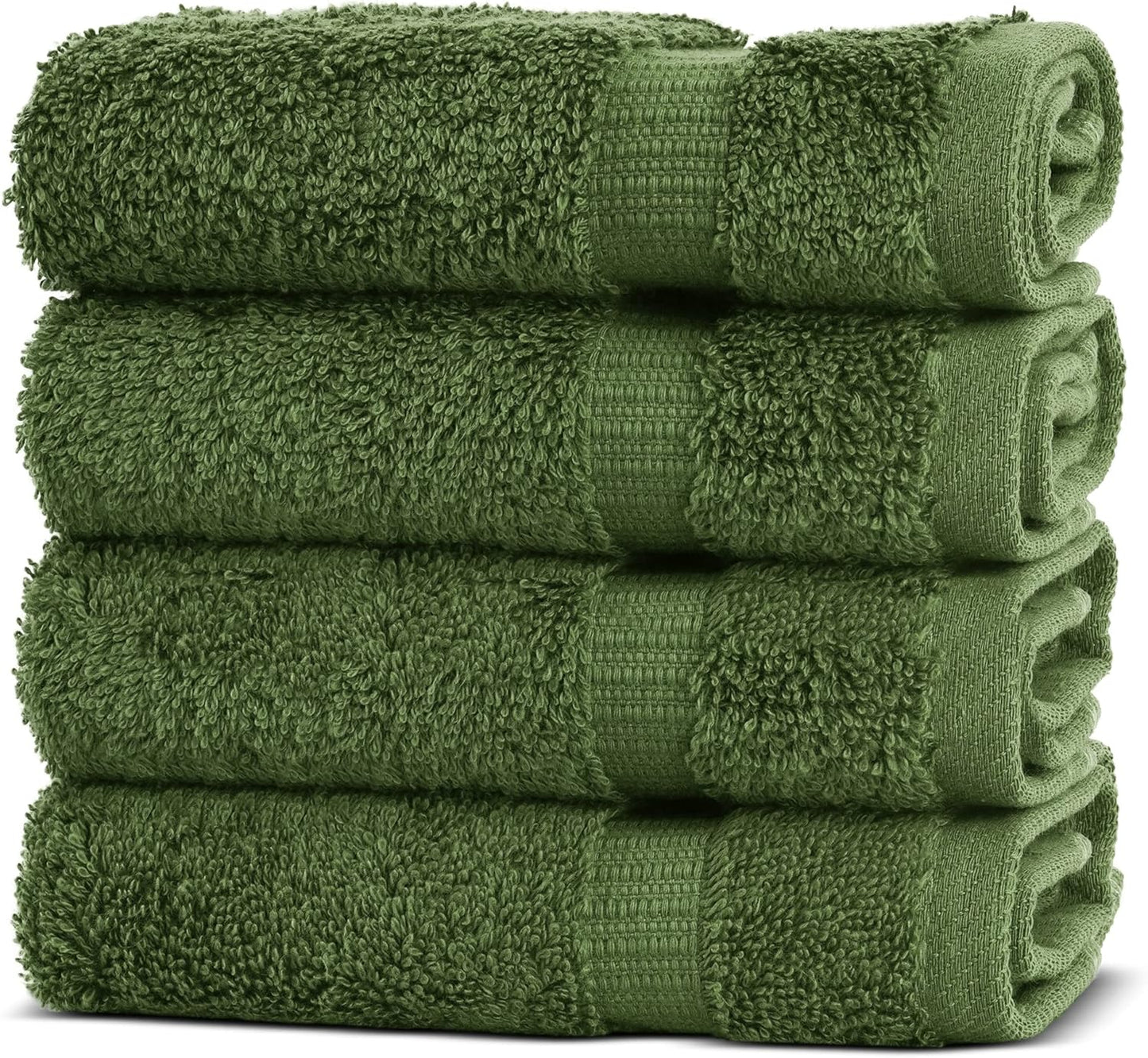 Chakir Turkish Linens | Hotel & Spa Quality 100% Cotton Premium Turkish Towels | Soft & Absorbent (4-Piece Washcloths, Moss)