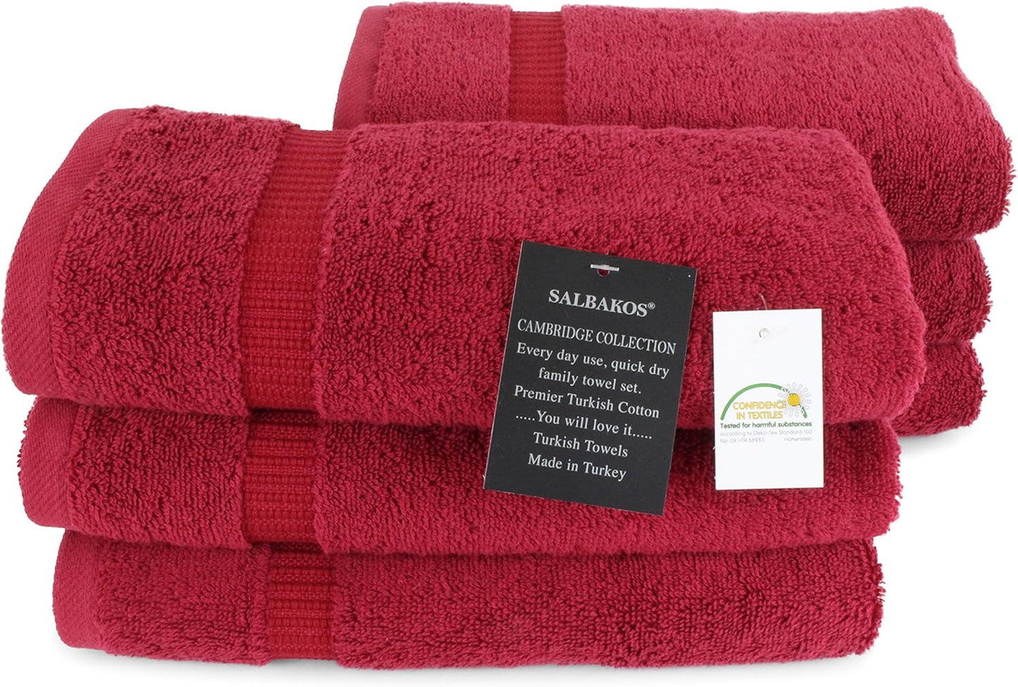 SALBAKOS 100% Turkish Cotton Hand Towel Set of 6 16x30 inch | Heirloom Quality | Hotel & Spa Collection | Ultra Soft, Super Absorbent, Long Lasting Hand Towels | Made in Turkey (Wine, 6 Hand Towels)