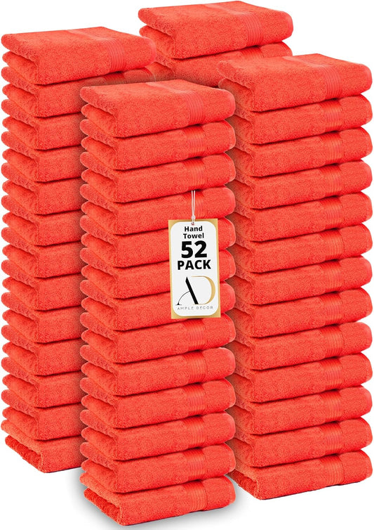 Ample Decor Hand Towel 18 X 28 Inch Pack of 52 600 GSM 100% Cotton, Soft Absorbent Thick Durable Premium Quality, for Hotel, Bathroom, Spa, Daily Use, Gym - Machine Washable - Orange