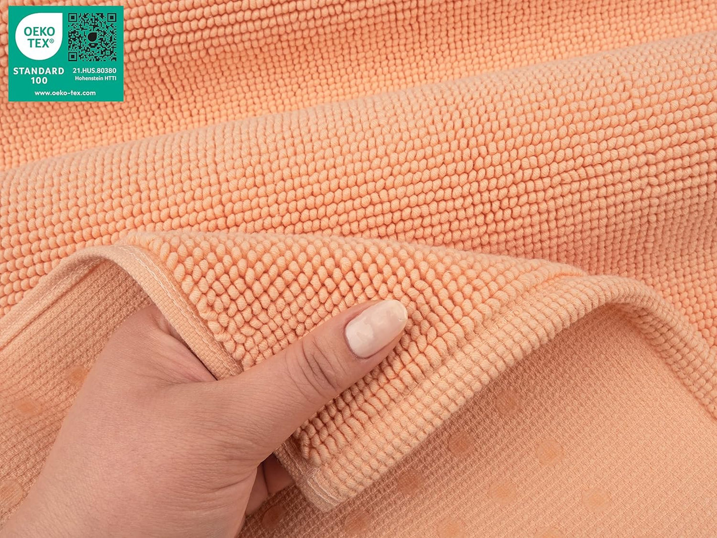 American Soft Linen Bath Rug, 17 in 24 in 100% Cotton Bath Mats Rugs for Bathroom, Slip Reducer Washable Shaggy Form Area Rugs, Malibu Bath Rug