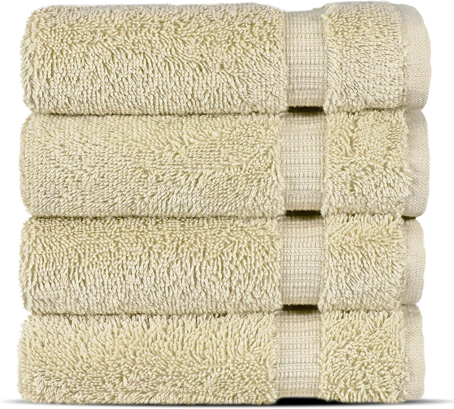 Chakir Turkish Linens | Hotel & Spa Quality 100% Cotton Premium Turkish Towels | Soft & Absorbent (4-Piece Washcloths, Cream)
