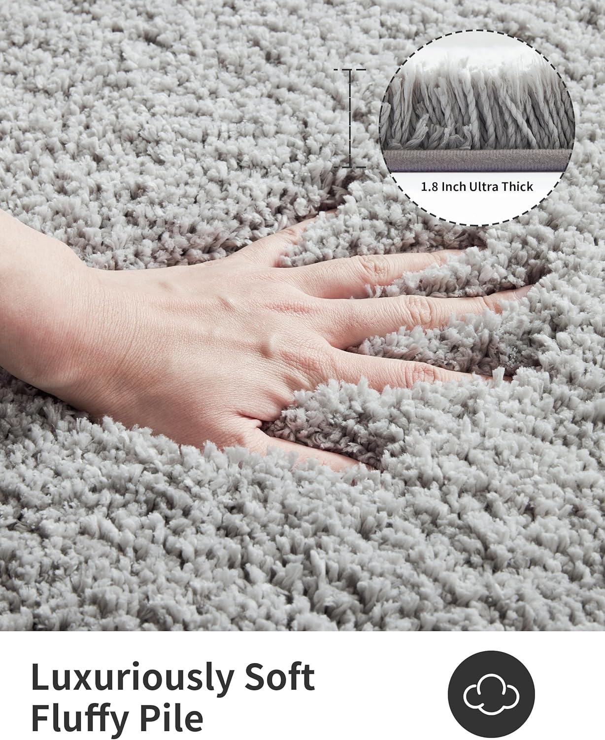 ILANGO Grey Bathroom Rugs 36" × 24" Non Slip & Super Absorbent Extra Thick Soft, Washable Bath Mat for Floor, Microfiber Plush Shaggy Bath Rug with Rubber for Bathtub Shower Room Sink