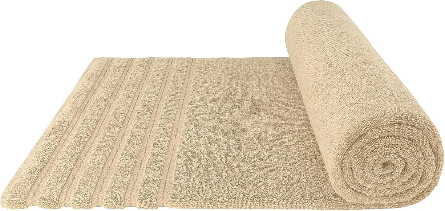 American Soft Linen 35x70 Jumbo Large Bath Towels, 600 GSM 100% Cotton Turkish Bath Sheet, Oversized Luxury Bath Towels for Bathroom Beach and Pool, Beige