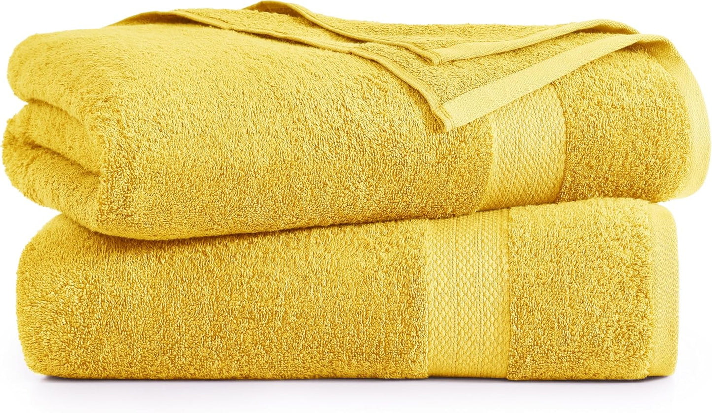 LANE LINEN 100% Cotton 2 Pack Bath Sheets (35"x66") - Ring Spun Cotton - Extra Large Bath Towels Set - Quick Drying, Highly Soft & Absorbent Oversized Bathroom Towel Sets - Hotel Quality - Mimosa