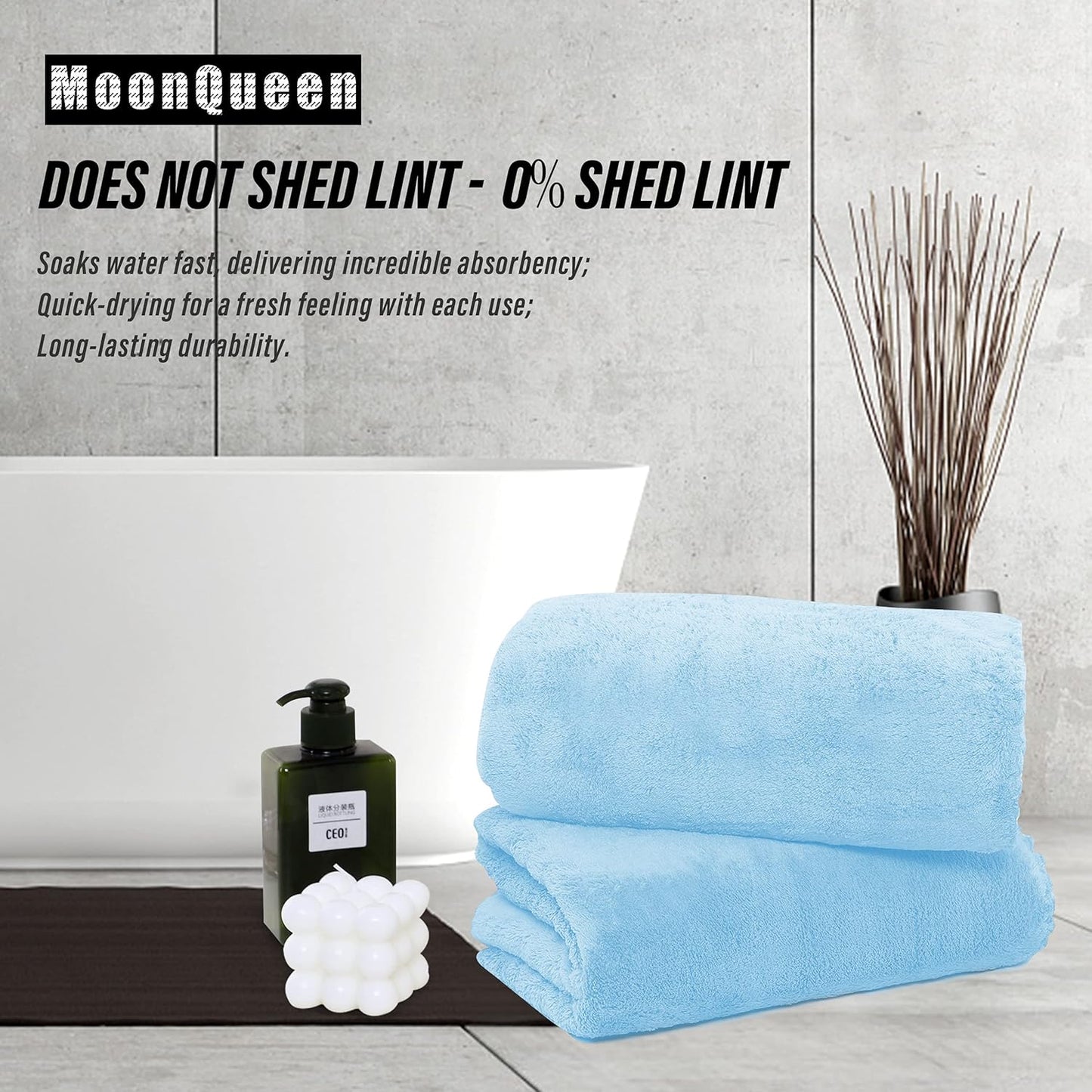 MOONQUEEN 6 Pack Premium Bath Towel Set - Quick Drying - Microfiber Coral Velvet Highly Absorbent Towels - Multipurpose Use as Bath Fitness, Bathroom, Shower, Sports, Yoga Towel (Aquamarine)