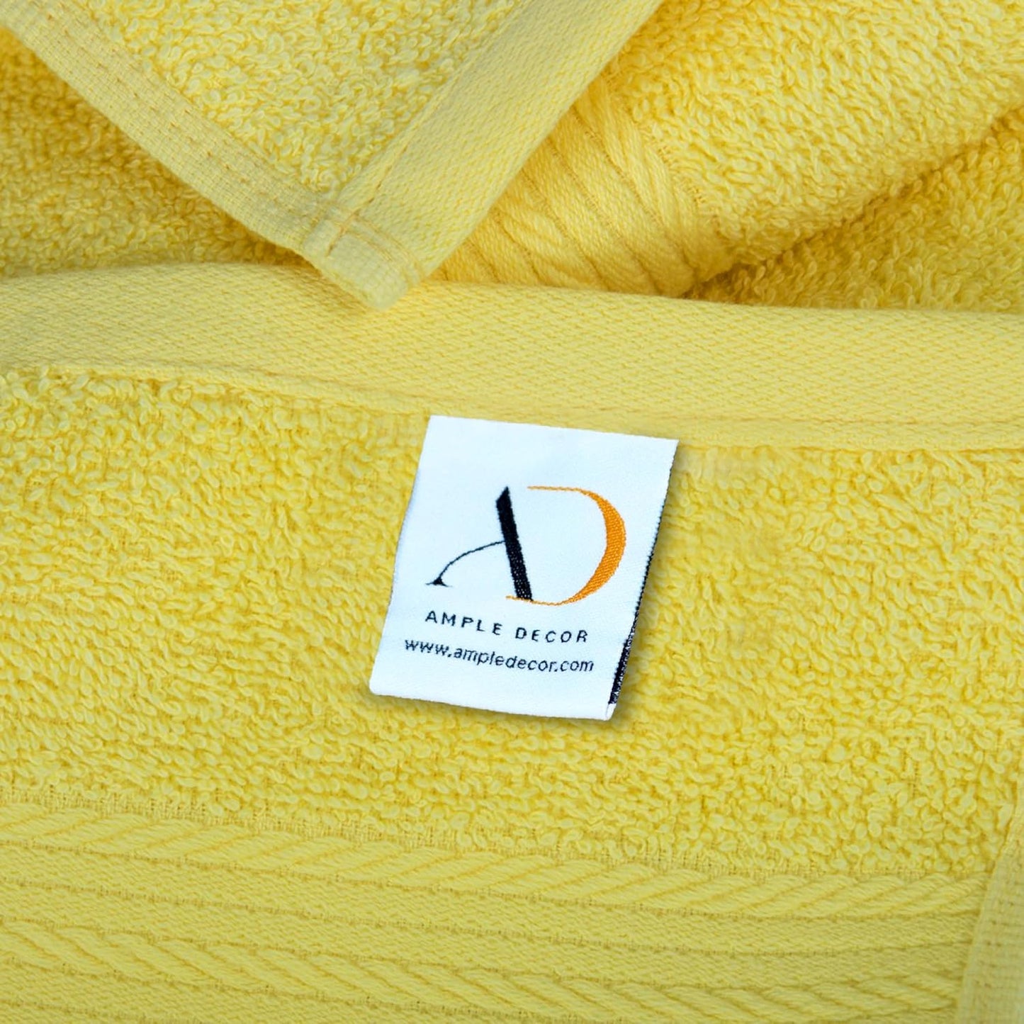 Ample Decor Hand Towel 18 X 28 Inch Pack of 12 600 GSM 100% Cotton, Oeko Tex Certified Soft Absorbent Thick Durable Premium Quality, for Hotel, Bathroom, Spa, Gym - Machine Washable - Yellow