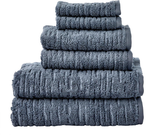 SKL Home CloudSoft Cotton Luxury 6-Piece Towel Set, Smoke Blue