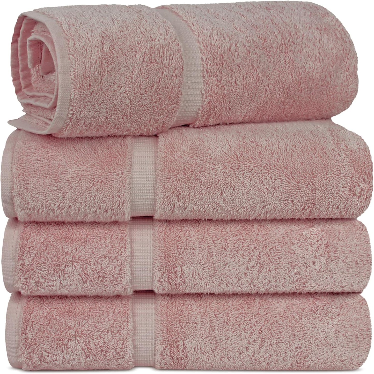 Chakir Turkish Linens | Hotel & Spa Quality 100% Cotton Luxury Turkish Towels | Soft & Absorbent (30x60 Inches Extra Large Bath Towels, Set of 4 - Pink)