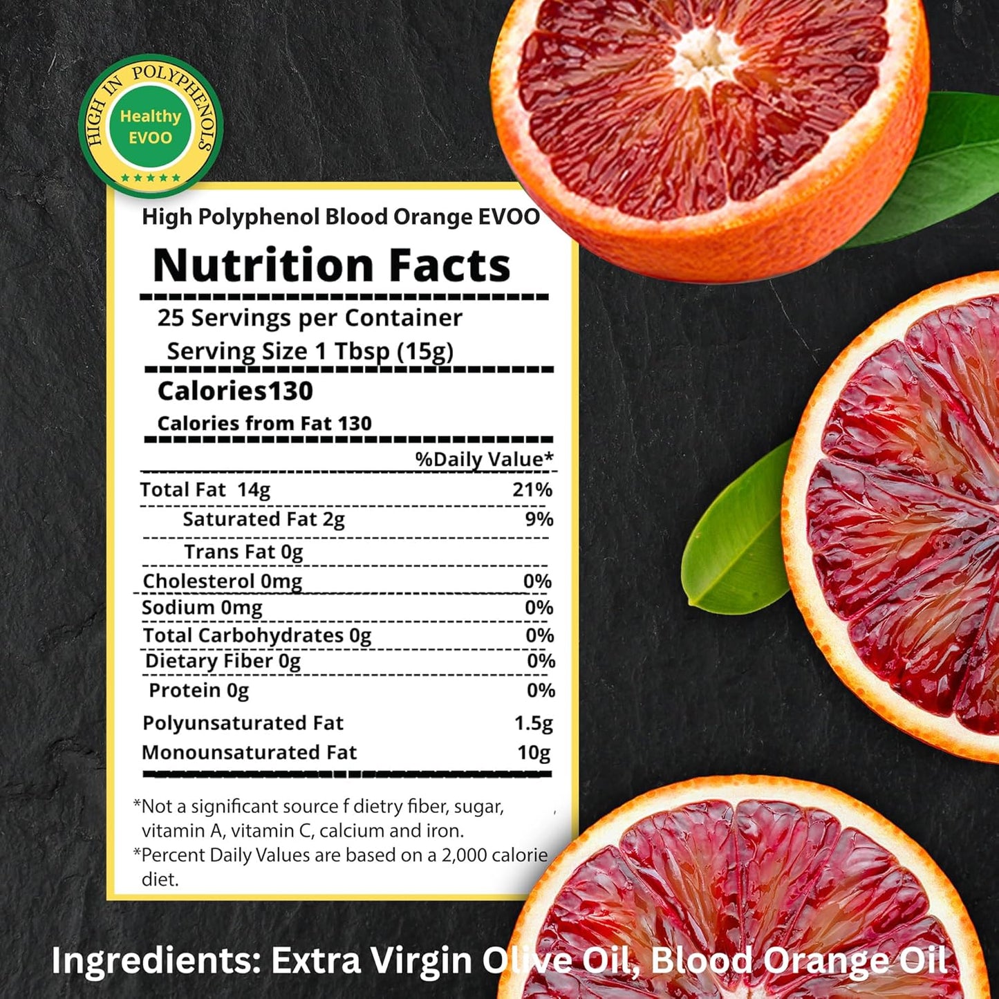 M.G. PAPPAS High Polyphenol Rich Blood Orange-Infused Olive Oil Extra Virgin - Polyphenol Lab Report 650mg/kg - Cold Pressed & Unfiltered - High Hydroxytyrosol Greek Olive Oil Award Winning - 12.7 Oz