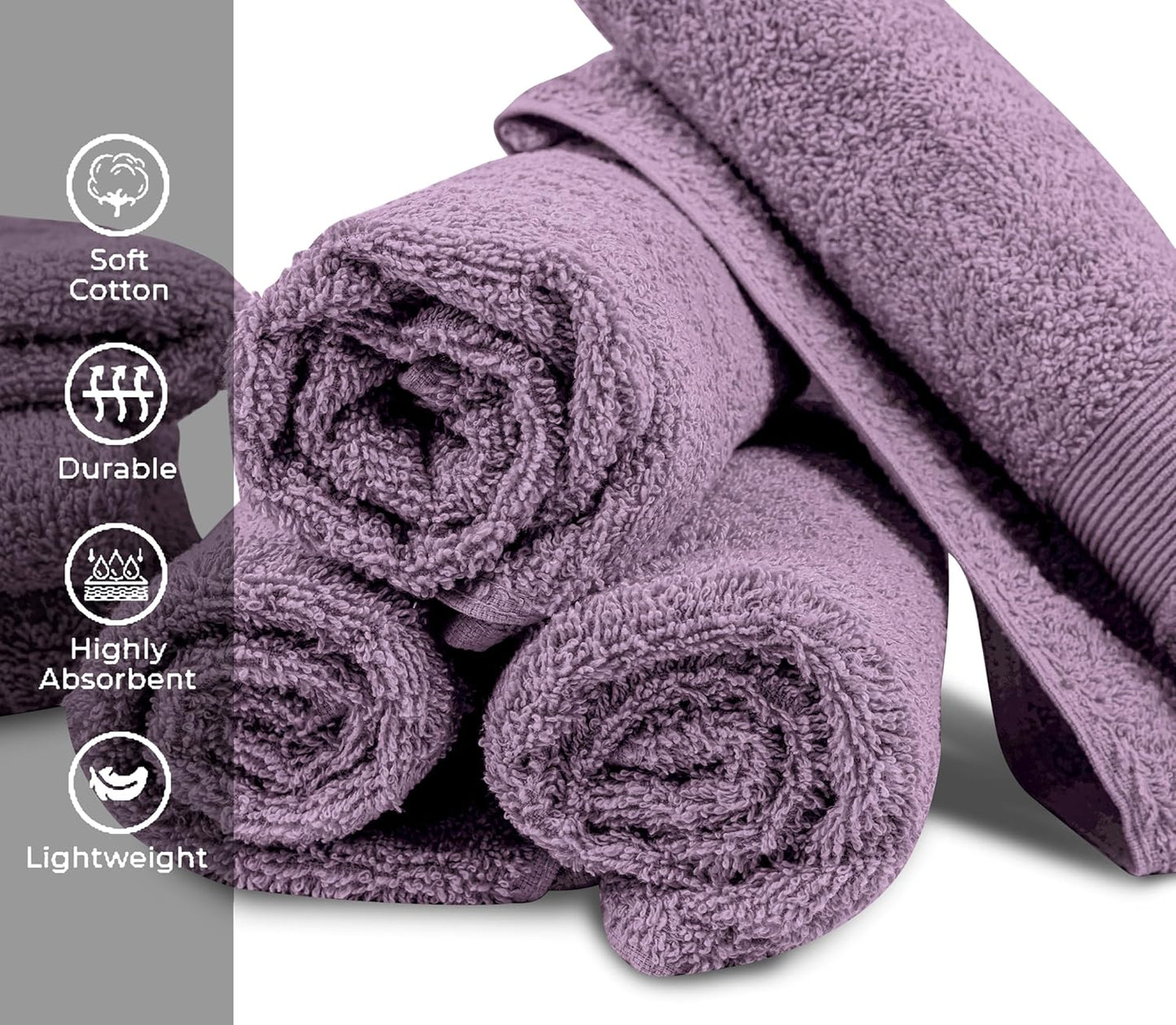 Premium Hand Towels Pack of 6 (16" x 30”) 100% Combed Ring Spun Cotton | Highly Absorbent Hand Towels Set | Ultra Soft for Home, Gym & Spa (Purple Ash)