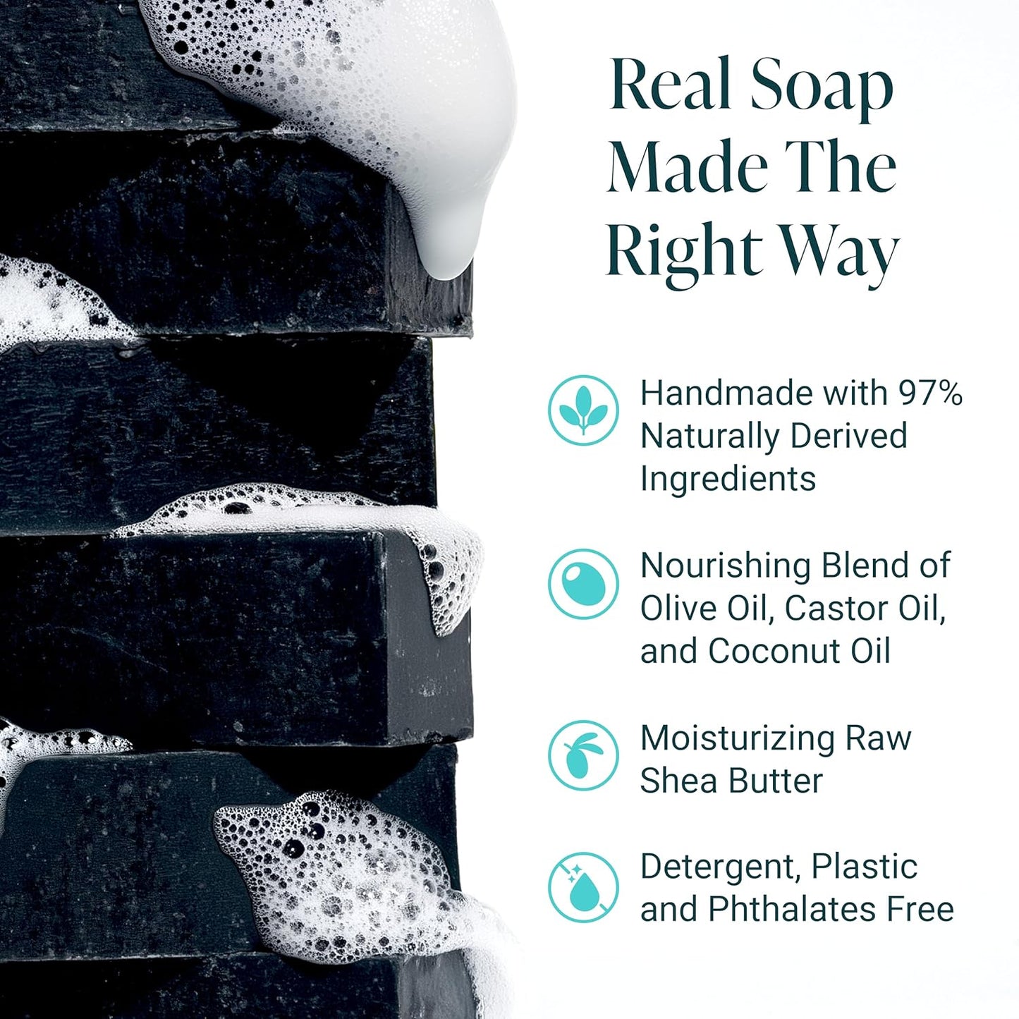 The Bubble Factory Handmade Natural Bath & Body Soap Bar, Vegan, All-Natural, Palm Oil Free, Made in USA with Shea Butter + Essential Oils, Tea Tree Mint, 3 Bars