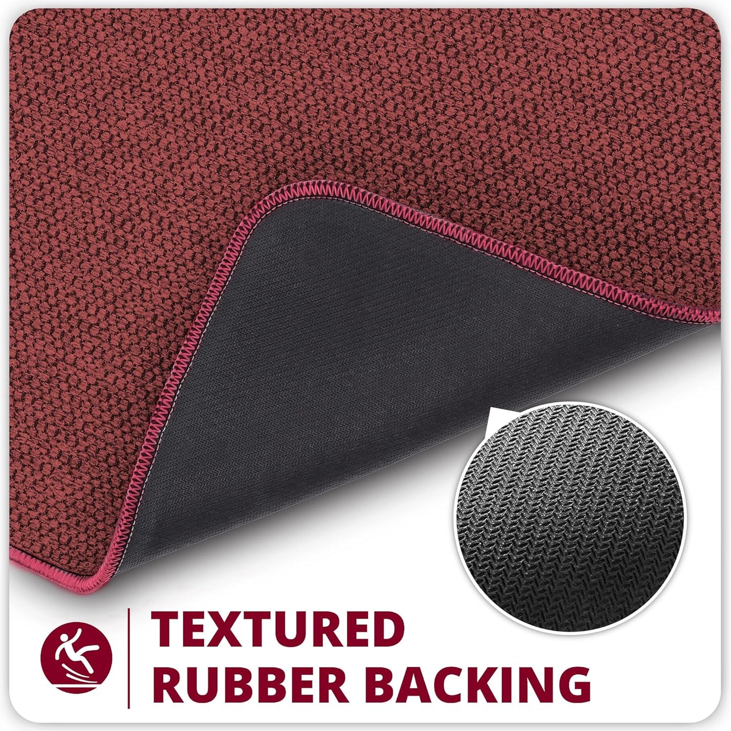 Bath Mat,Ultra Thin Bathroom Runner Rugs,Large Bath Mats for Bathroom,Quick Dry,Non-Slip,Machine Washable,Low Pile,Bath Rug,Shower Outside,Sink,Home Decor Accessories.Red,1'9"x3'11"（21x47inch）