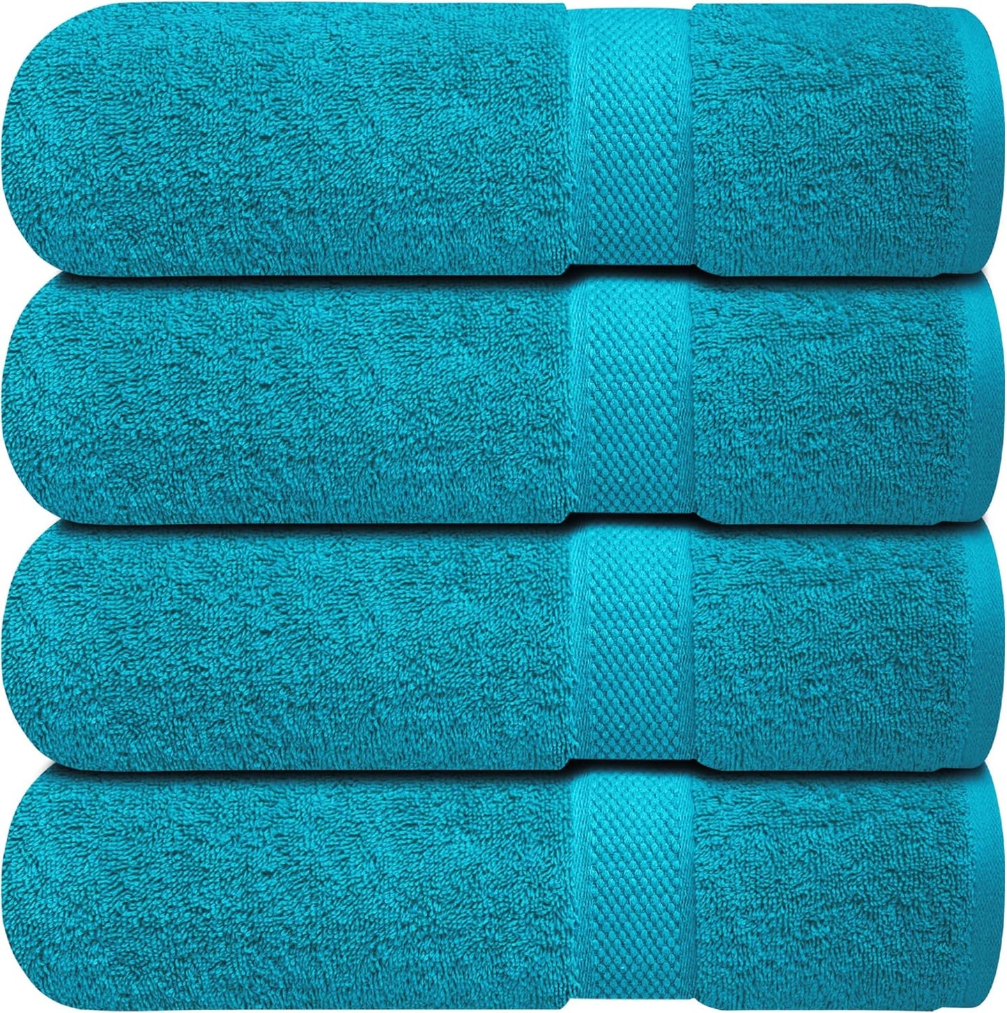Infinitee Xclusives Luxury 100% Ring-Spun Cotton Bath Towels Set of 4 (27x54 inches) – Soft, Absorbent & Quick-Drying Towels for Bathroom, Gym, Spa & Hotel Use (Serene Teal, Bath Towels)